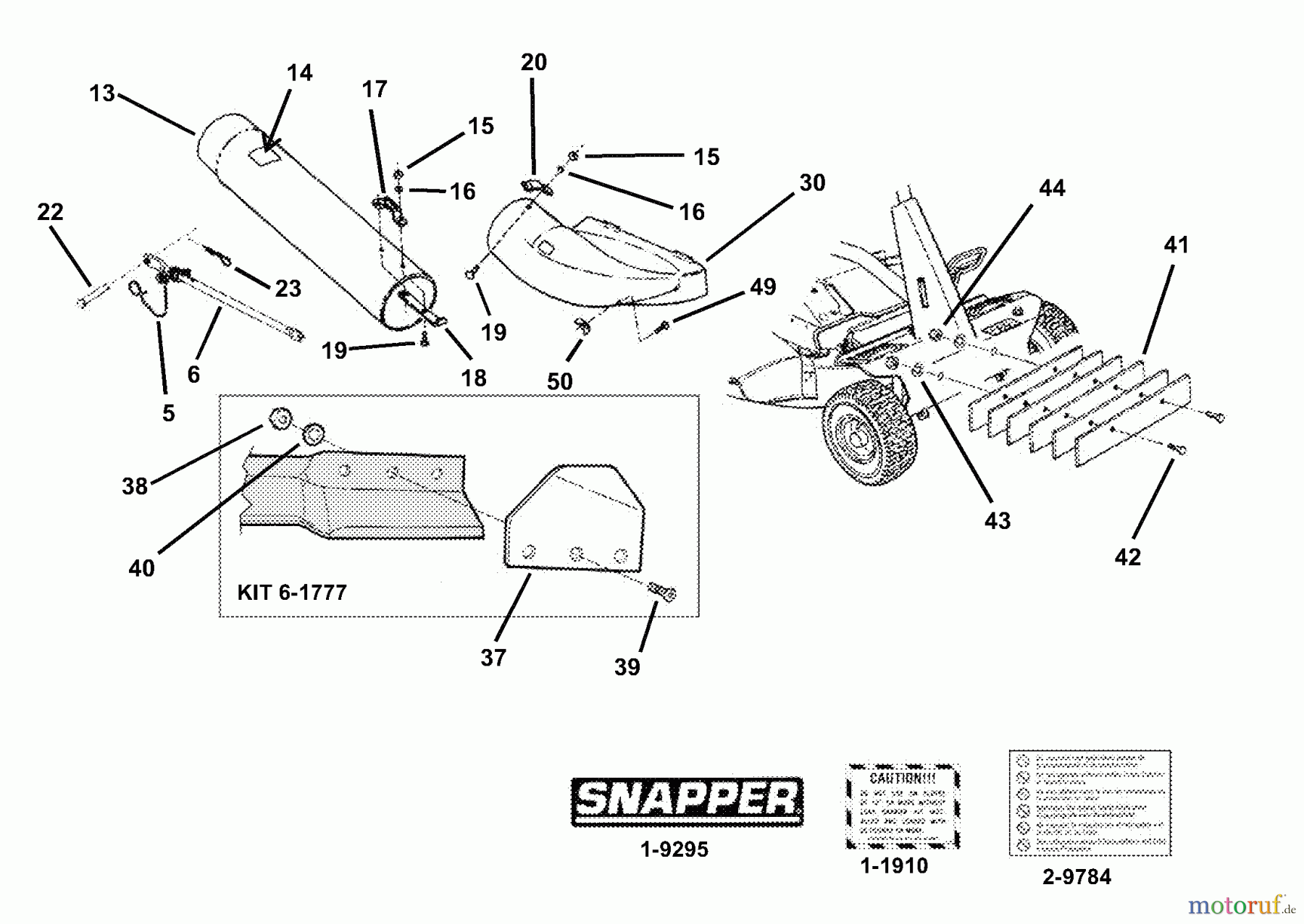  Snapper Zubehör. Rasenmäher 7063318 - Snapper Twin Bag Catcher,  Chute Group
