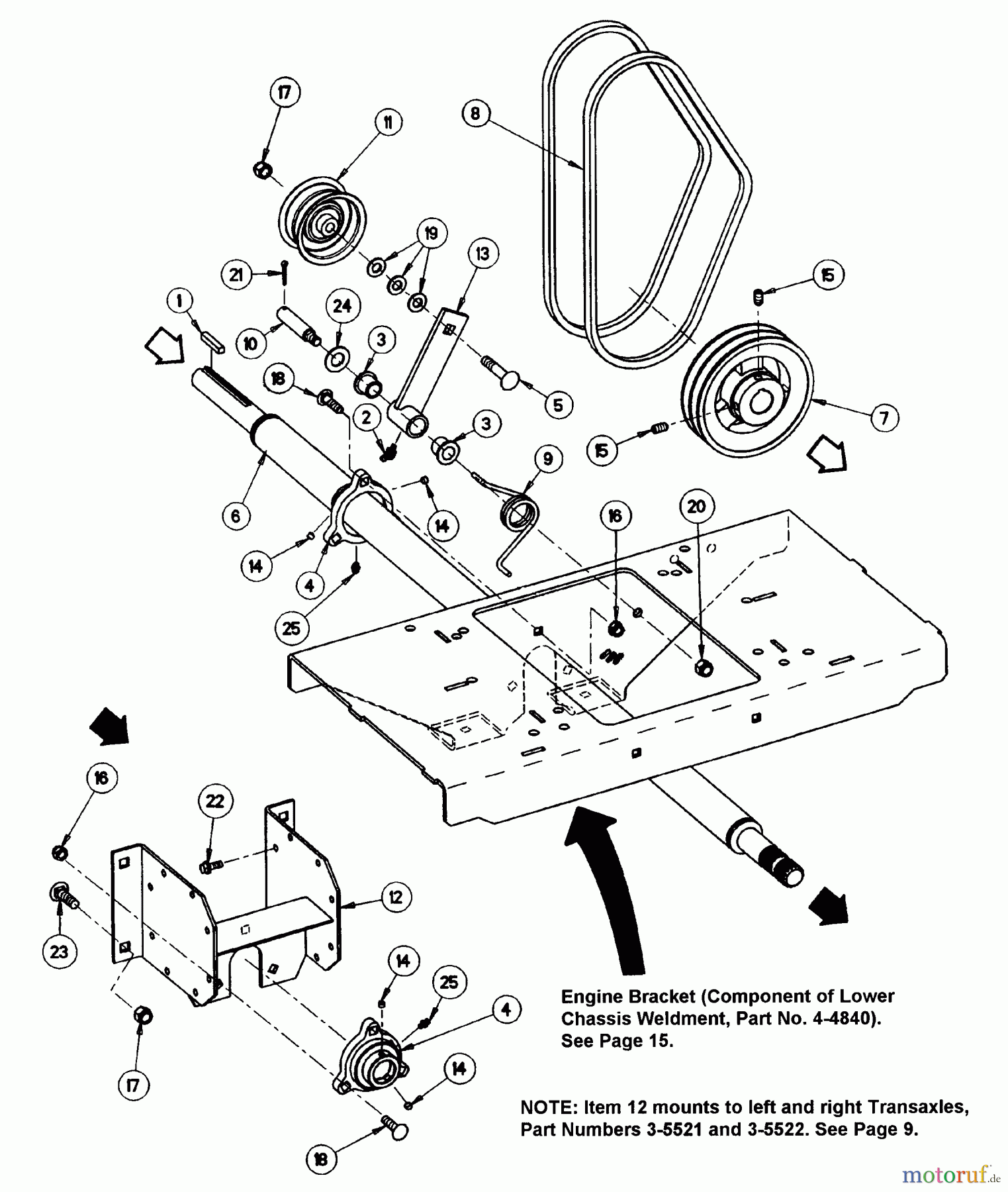 Snapper Nullwendekreismäher, Zero-Turn ZF2300GKU (84411) - Snapper 23 HP Zero-Turn Mower, Kubota, Out Front, Z-Rider Series 0 Deck Drive Shaft Assembly