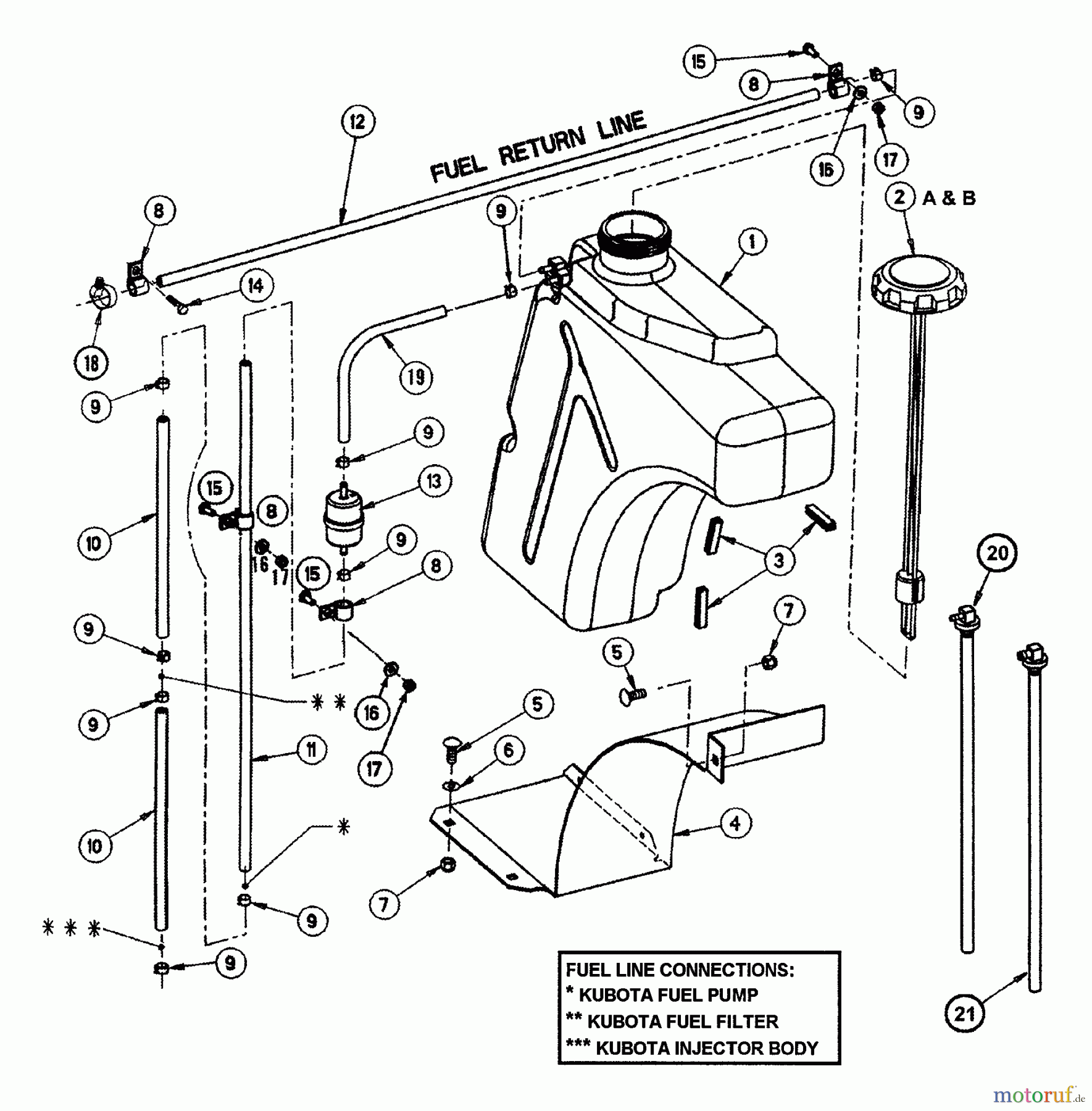 Snapper Nullwendekreismäher, Zero-Turn ZF2100DKU (84342) - Snapper 21 HP Zero-Turn Mower, Kubota, Out Front, Z-Rider Series 0 Fuel Tank Assembly
