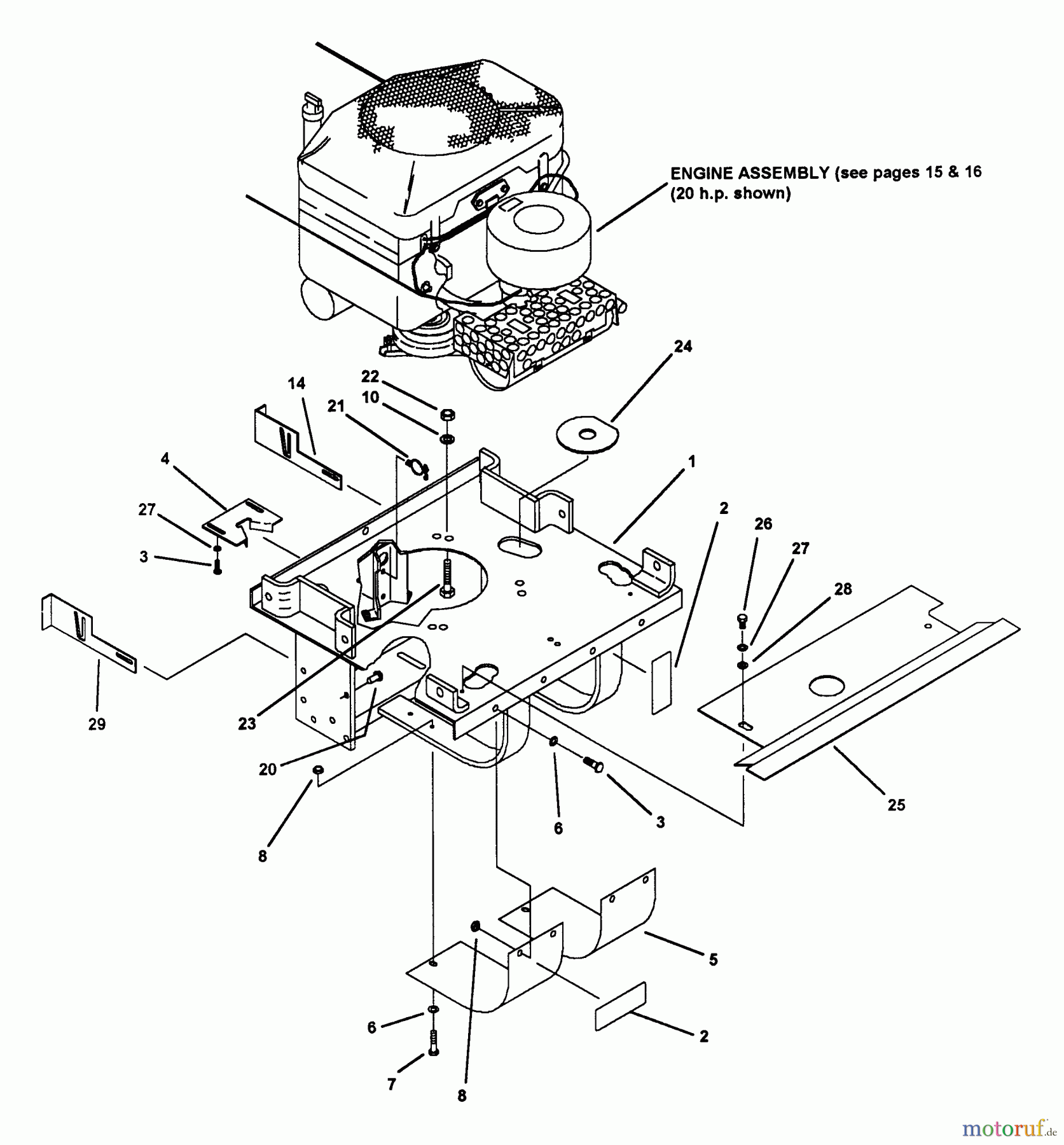 Snapper Nullwendekreismäher, Zero-Turn Z1404K (80722) - Snapper 14 HP Zero-Turn Mower, Hydro Drive, ZTR Series 4 Motor Mount Assembly (Part 2)