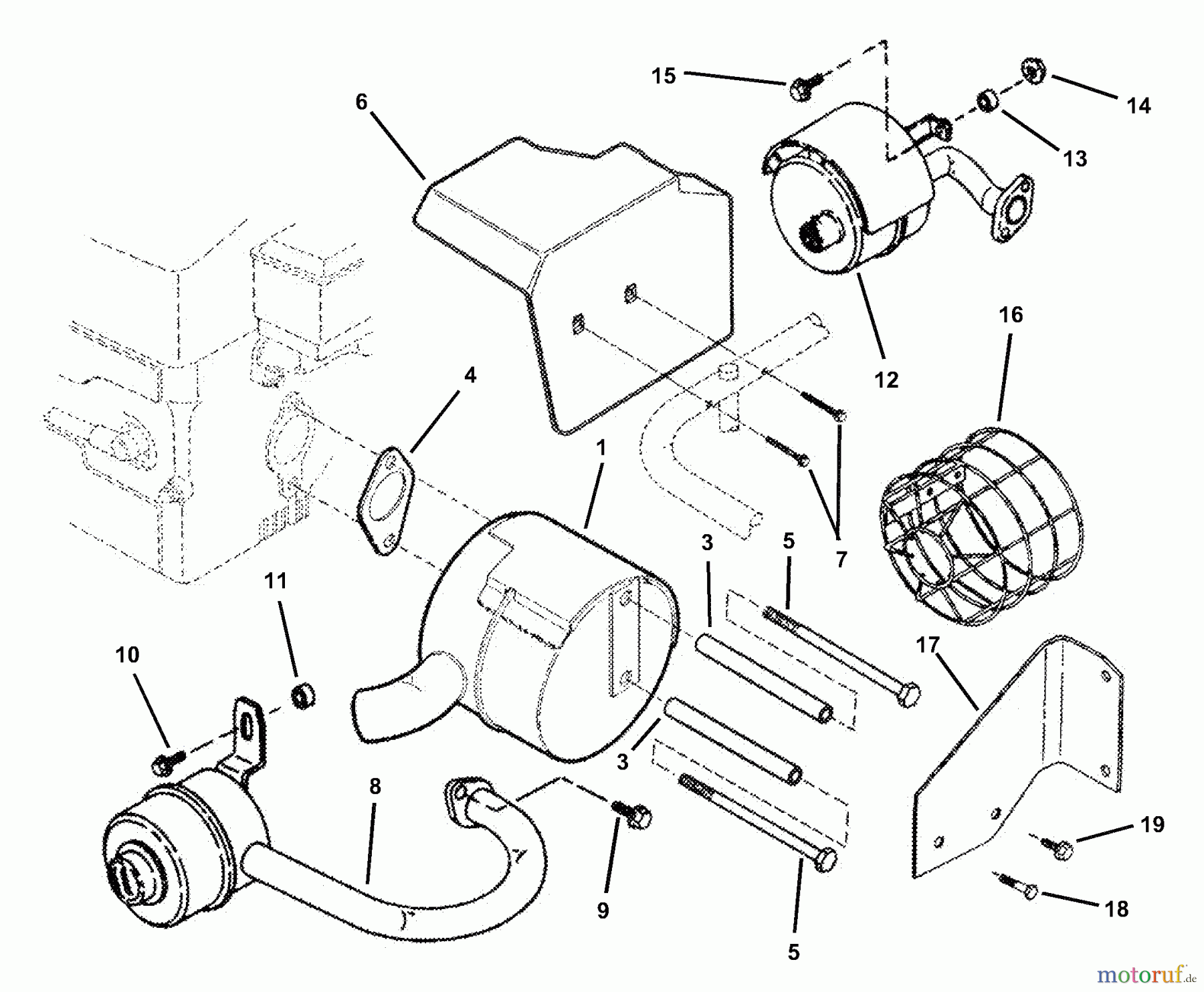Snapper Zubehör. Rasenmäher 7060779 - Snapper Muffler Kit (Robin 12HP, Kohler 14,15HP) Muffler Kit