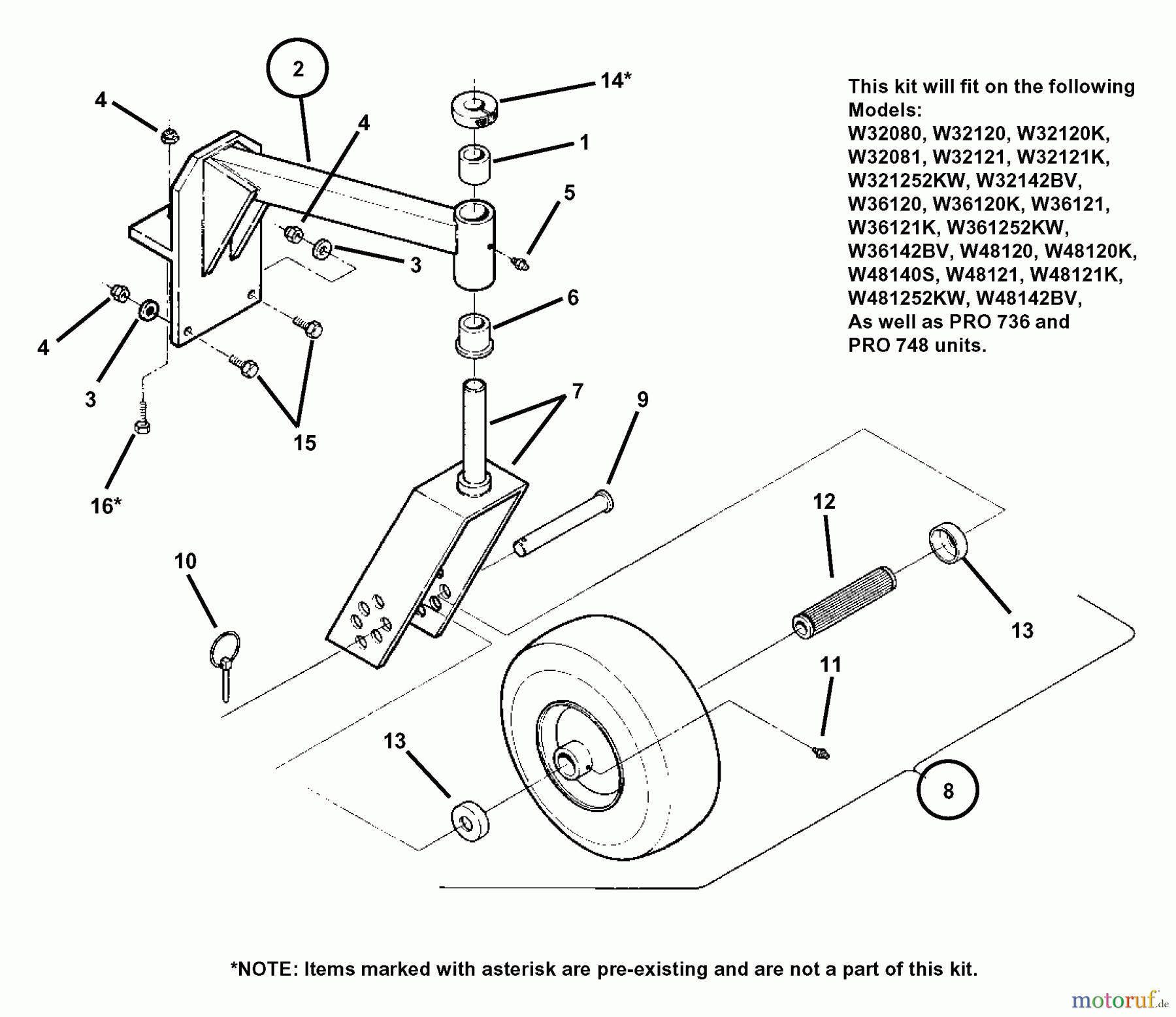 Snapper Zubehör. Rasenmäher 7060800 - Snapper Caster Kit (Semi-Pneumatic) Caster, Height Adjustment (Semi-Pneumatic)