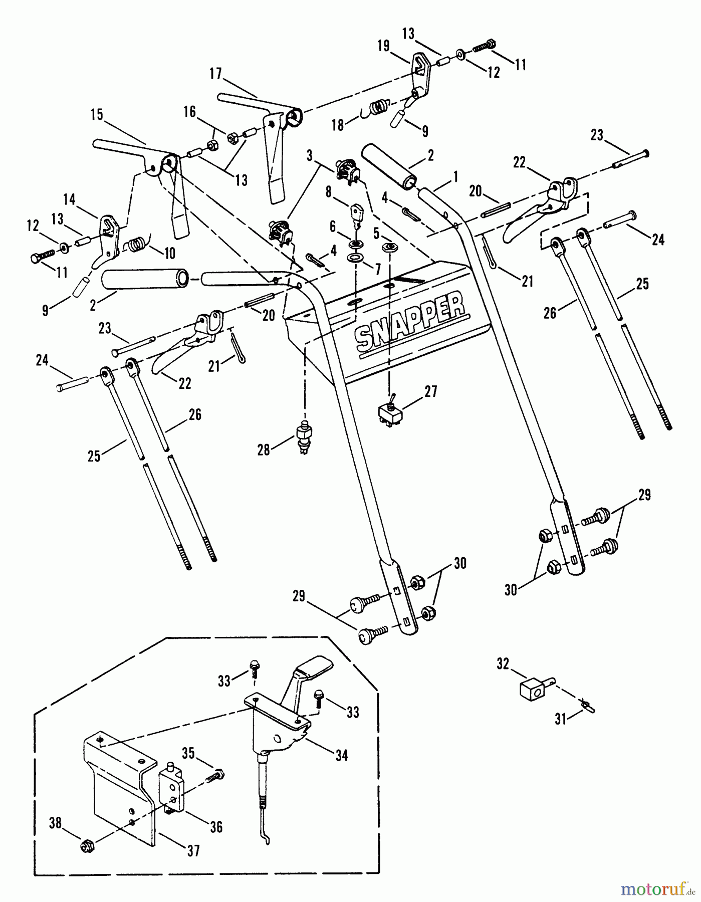 Snapper Rasenmäher für Großflächen PL71404KWV - Snapper Wide-Area Walk-Behind Mower, 14 HP, Gear Drive, Loop Handle, Series 4 Pistol Grip Handle & Control Assemblies