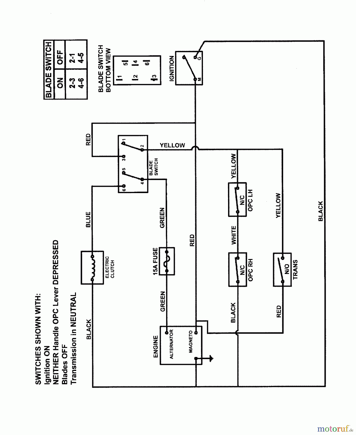  Snapper Rasenmäher für Großflächen SPE140KW - Snapper Wide-Area Walk-Behind Mower, 14 HP, Express, Gear Drive, Series 0 WIRING SCHEMATIC (Pistol Grip Handle)
