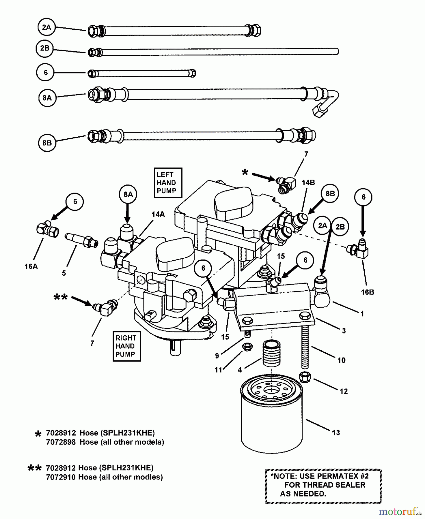 Snapper Rasenmäher für Großflächen SPLH231KHE (84618) - Snapper Wide-Area Walk-Behind Mower, 23 HP, Hydro Drive, Loop Handle, Series 1 HOSE ASSEMBLY