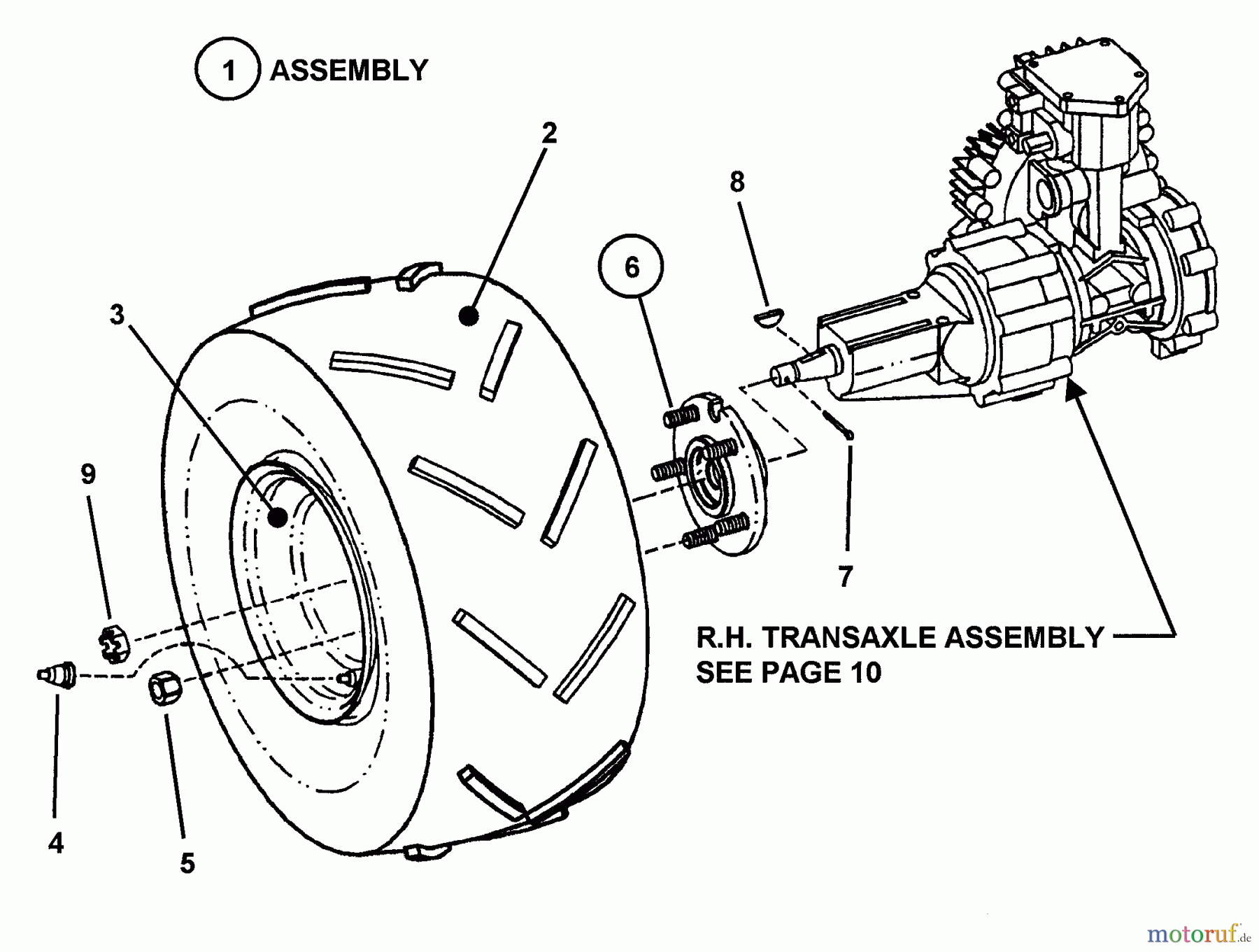 Snapper Nullwendekreismäher, Zero-Turn ZF2101DKU (84575) - Snapper 21 HP Zero-Turn Mower, Kubota, Out Front, Z-Rider Series 1 Drive Tire/Wheel Assembly