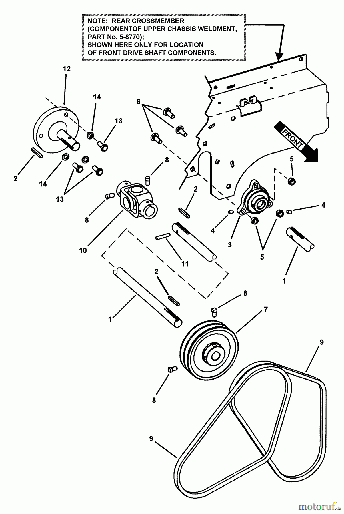 Snapper Nullwendekreismäher, Zero-Turn ZF2101DKU (84575) - Snapper 21 HP Zero-Turn Mower, Kubota, Out Front, Z-Rider Series 1 Front Drive Shaft Assembly