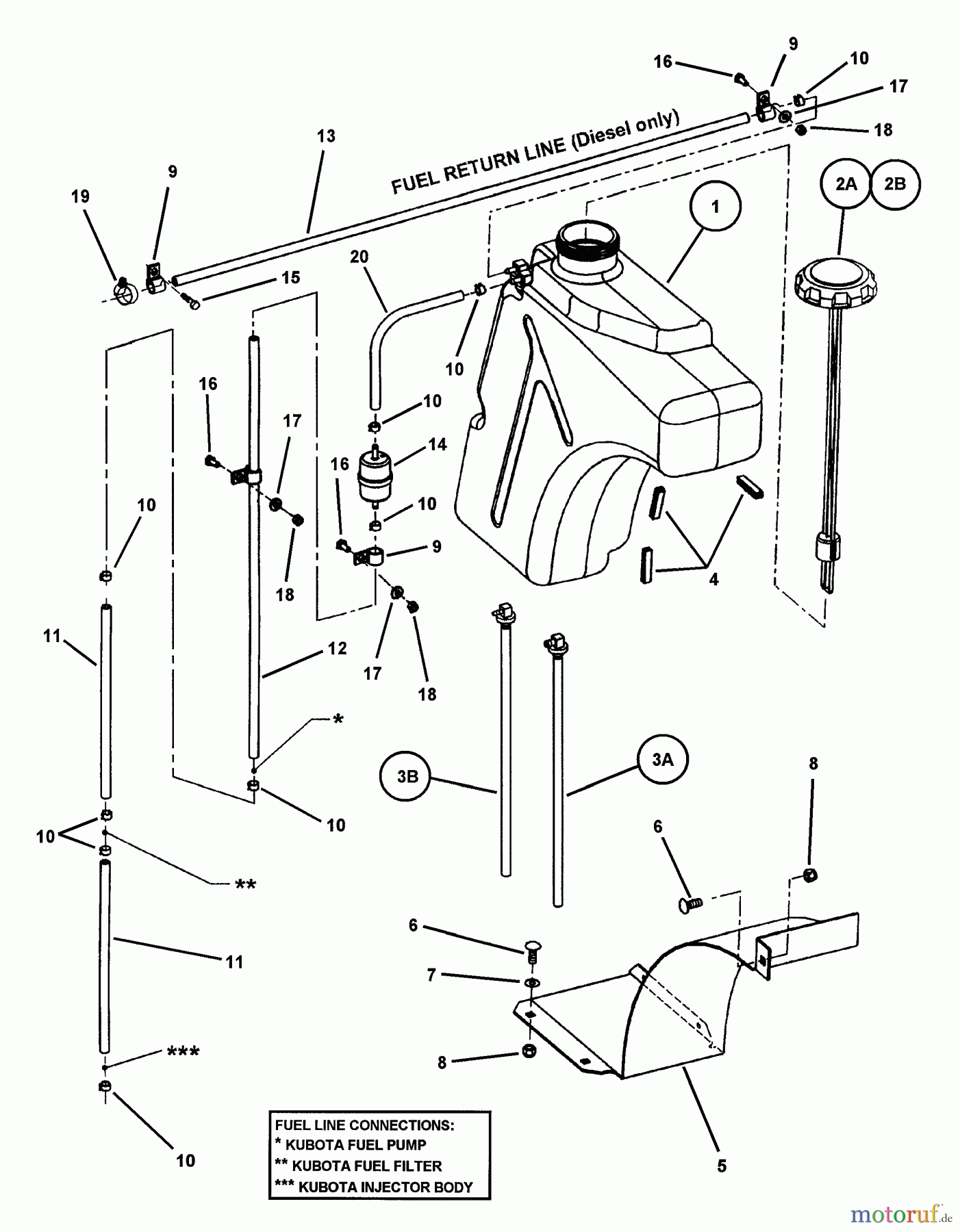  Snapper Nullwendekreismäher, Zero-Turn ZF2301GKU (84576) - Snapper 23 HP Zero-Turn Mower, Kubota, Out Front, Z-Rider Series 1 Fuel Tank Assembly