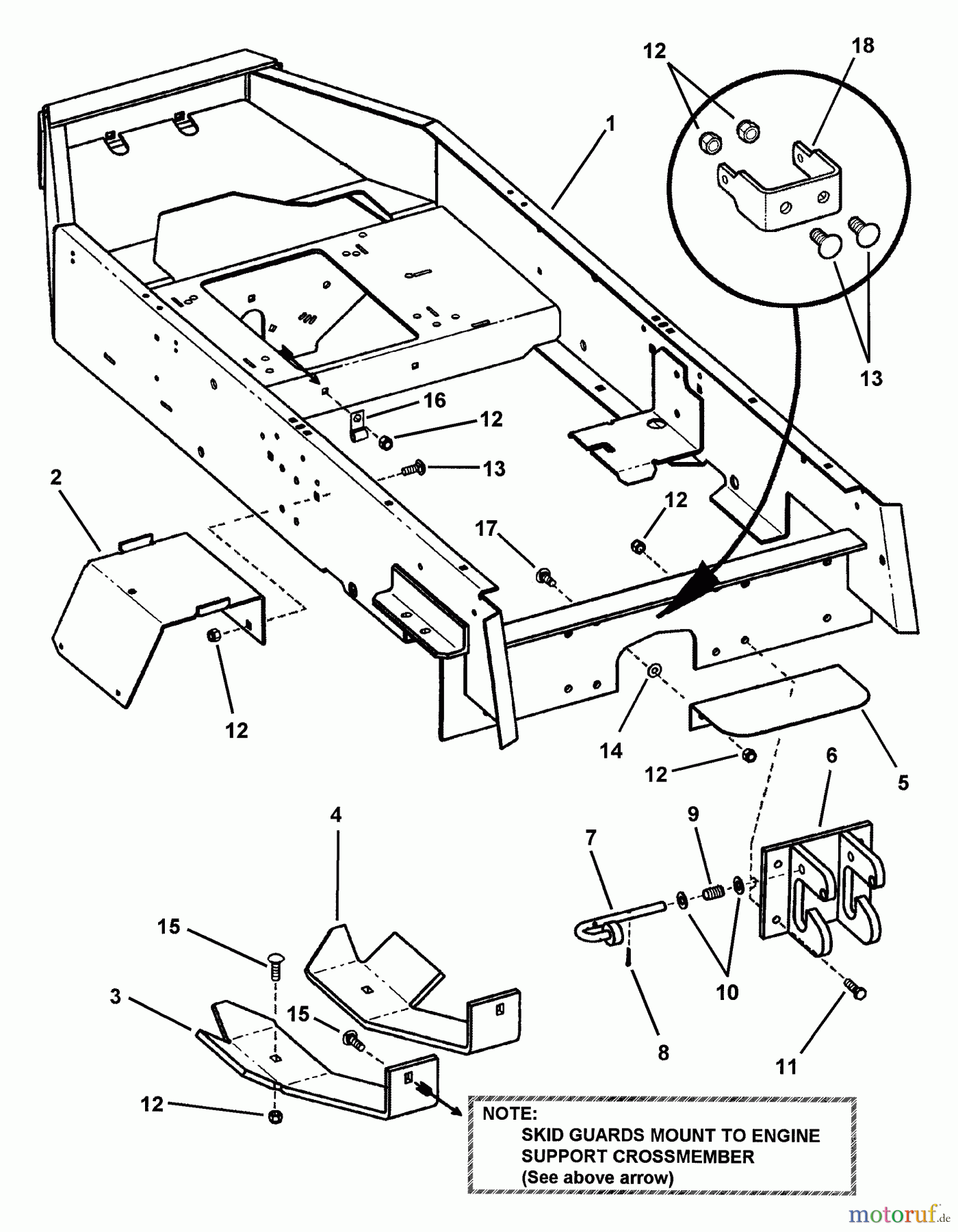 Snapper Nullwendekreismäher, Zero-Turn ZF2101DKU (84575) - Snapper 21 HP Zero-Turn Mower, Kubota, Out Front, Z-Rider Series 1 Lower Chassis Assembly