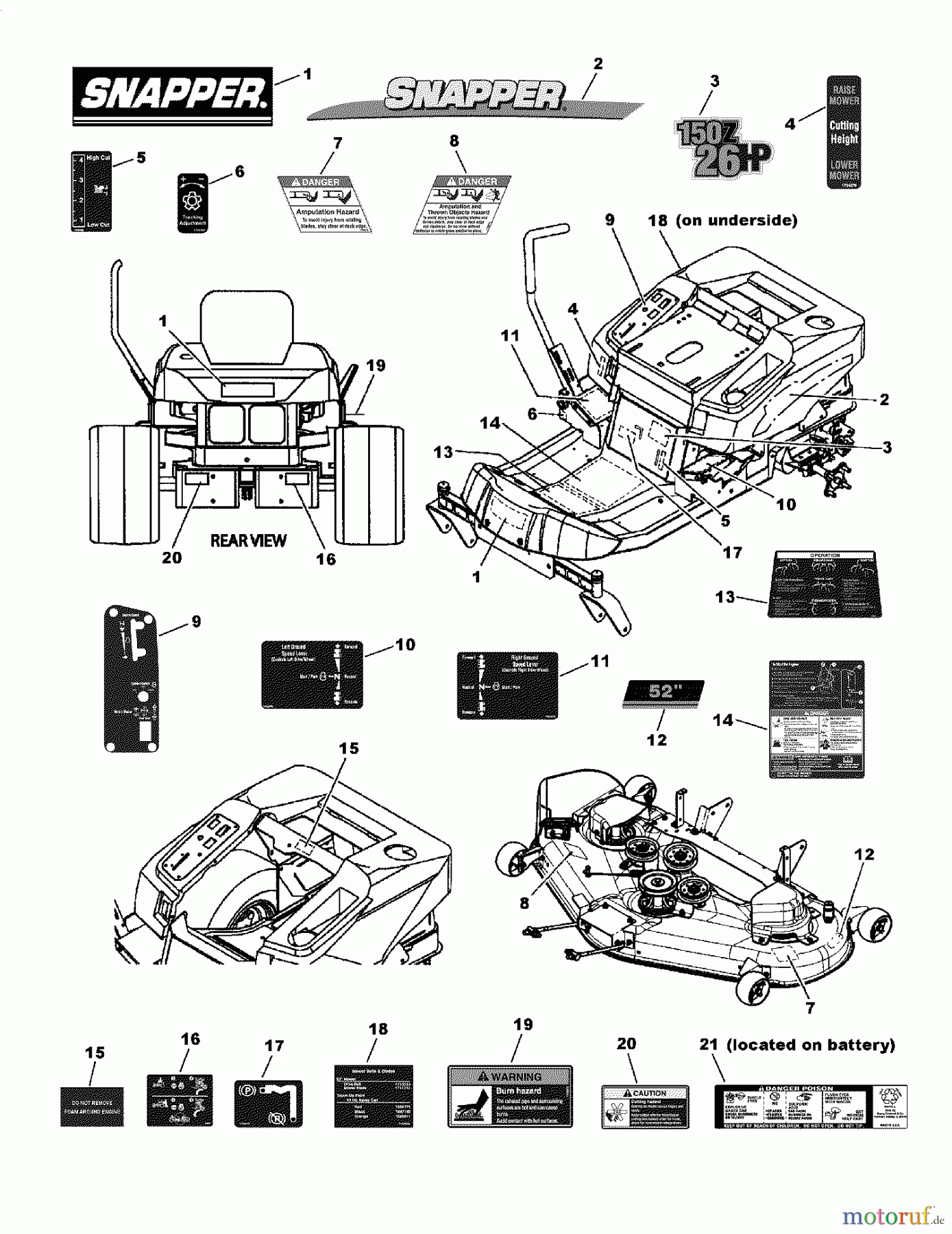 Snapper Nullwendekreismäher, Zero-Turn SC26520 (7800630) - Snapper 52