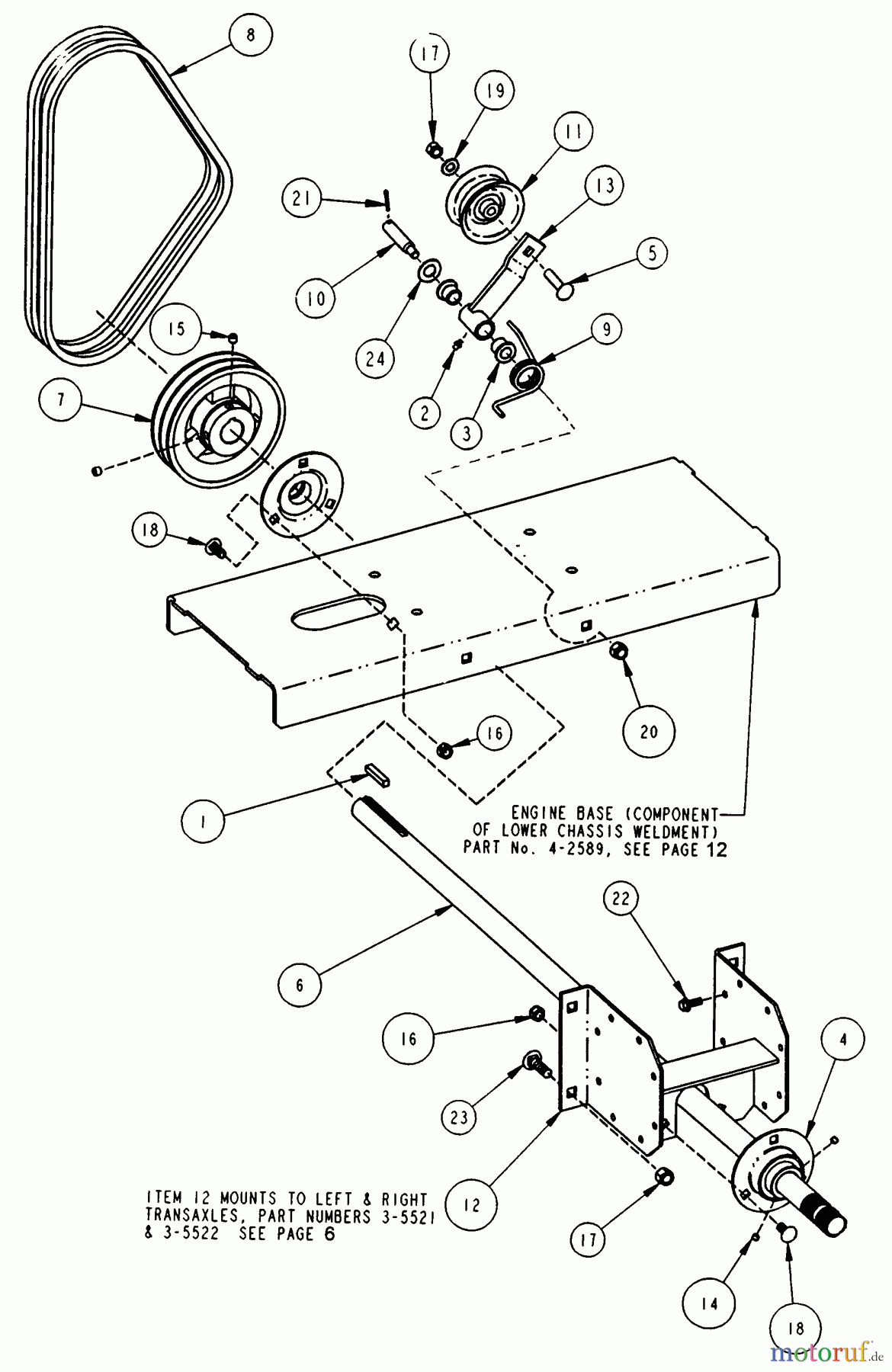 Snapper Nullwendekreismäher, Zero-Turn ZF2500K (82517) - Snapper 25 HP Zero-Turn Mower, Out Front, Z-Rider Series 0 Deck Driveshaft Assembly