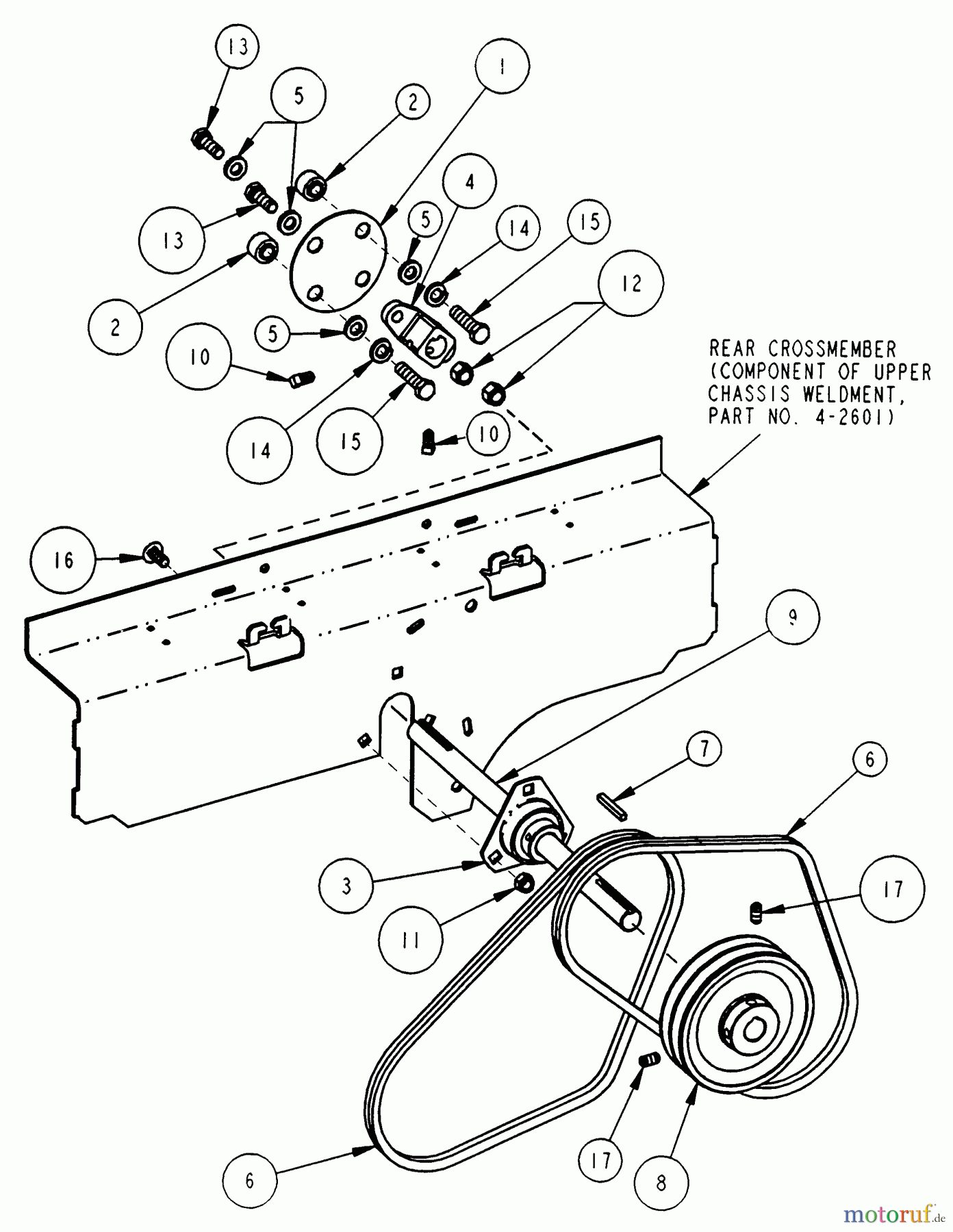  Snapper Nullwendekreismäher, Zero-Turn ZF2500KH (84409) - Snapper 25 HP Zero-Turn Mower, Out Front, Z-Rider Series 0 Upper Drive Shaft Assembly