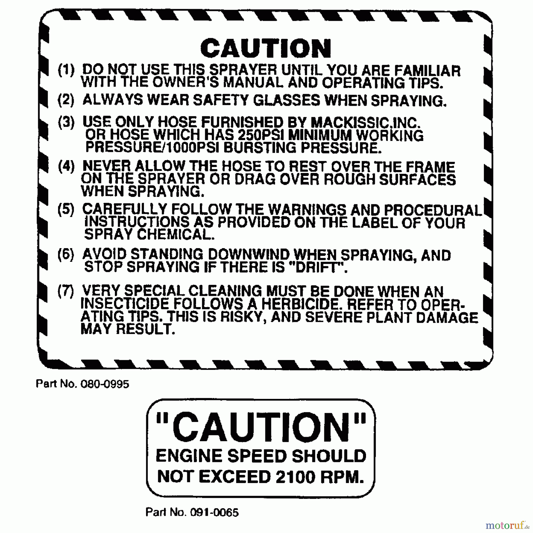 Snapper Sprühgeräte SPS322T - Snapper 3.5 HP Sprayer Caution Decals