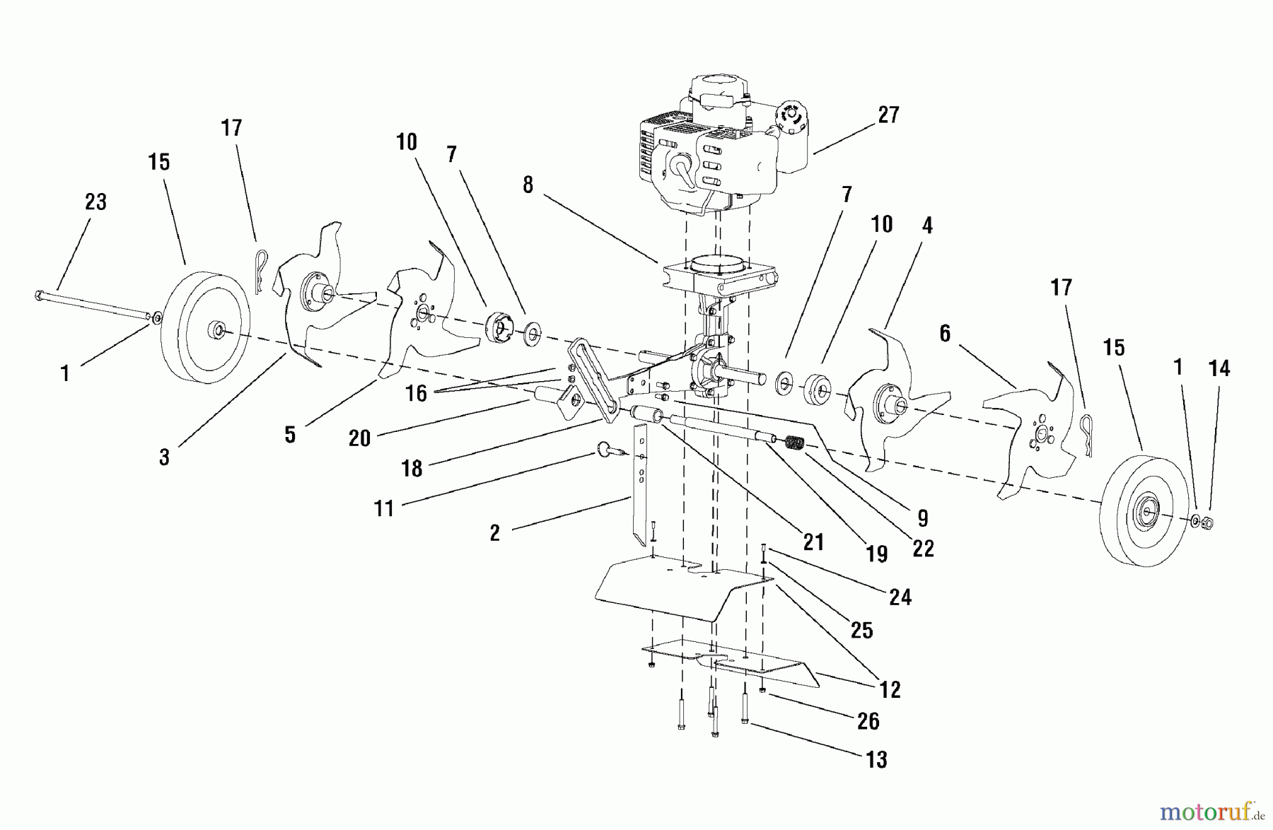 Snapper Motorhacken und Kultivierer MC43E (1695764) - Snapper 43cc Mini Cultivator, 2-Cycle Engine Mount, Hood, Drag Stake & Tines Group