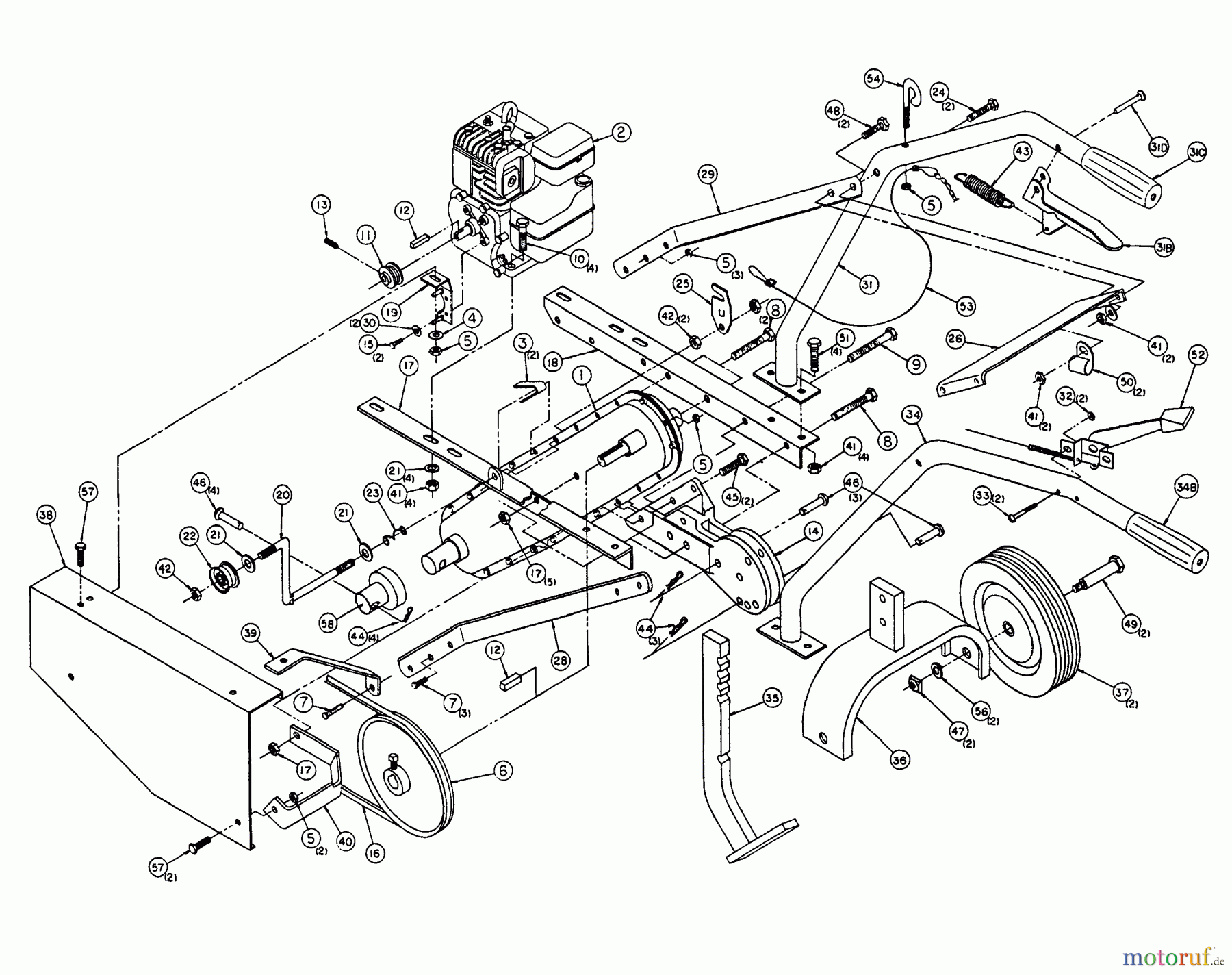 Snapper Trimmer, Motorsensen SST2111 - Snapper 21.2cc Straight Shaft Trimmer, Series 1 Tiller Assembly