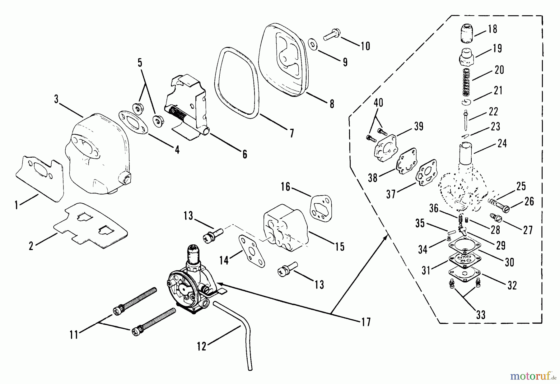 Snapper Trimmer, Motorsensen 240SS - Snapper 24.1cc Straight Shaft Trimmer, Series 0 240SS Carburetor Assmy And Engine Parts