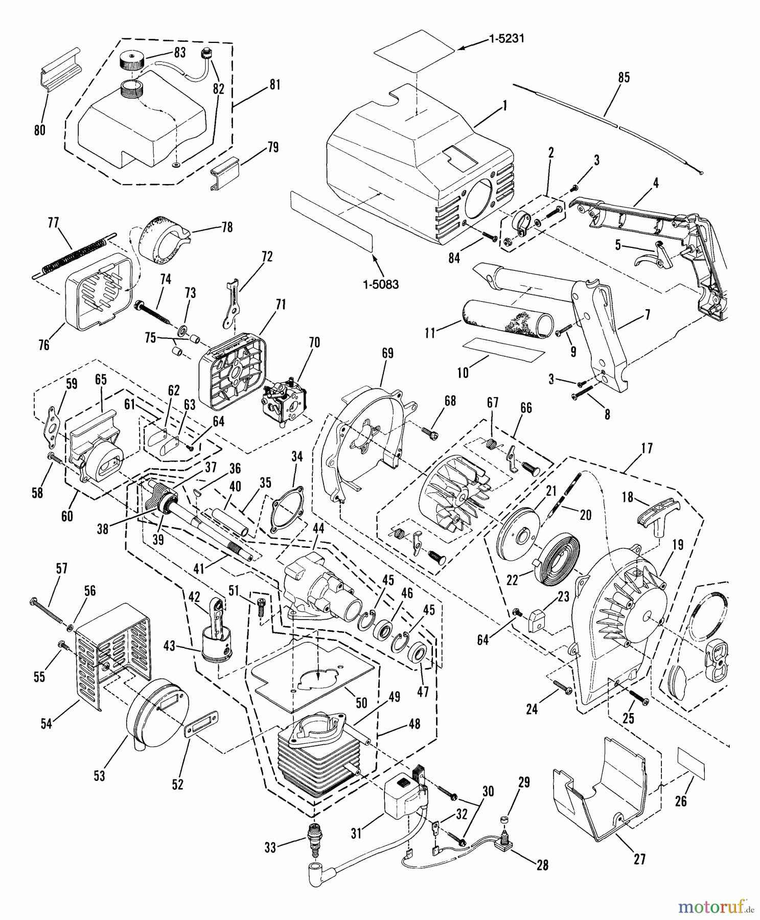  Snapper Trimmer, Motorsensen 311 - Snapper 31cc Straight Shaft Trimmer, Series 1 311 General Engine Assembly