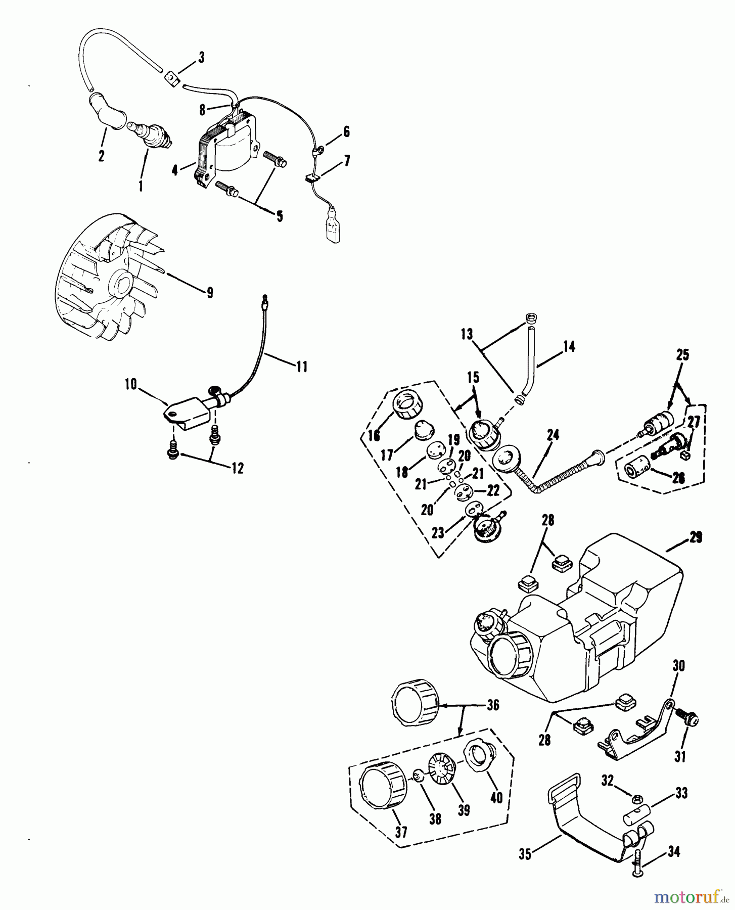 Snapper Trimmer, Motorsensen 411SST - Snapper 40.6cc Straight Shaft Trimmer, Series 1 411SST Primer Pump, Fuel Tank And Filter