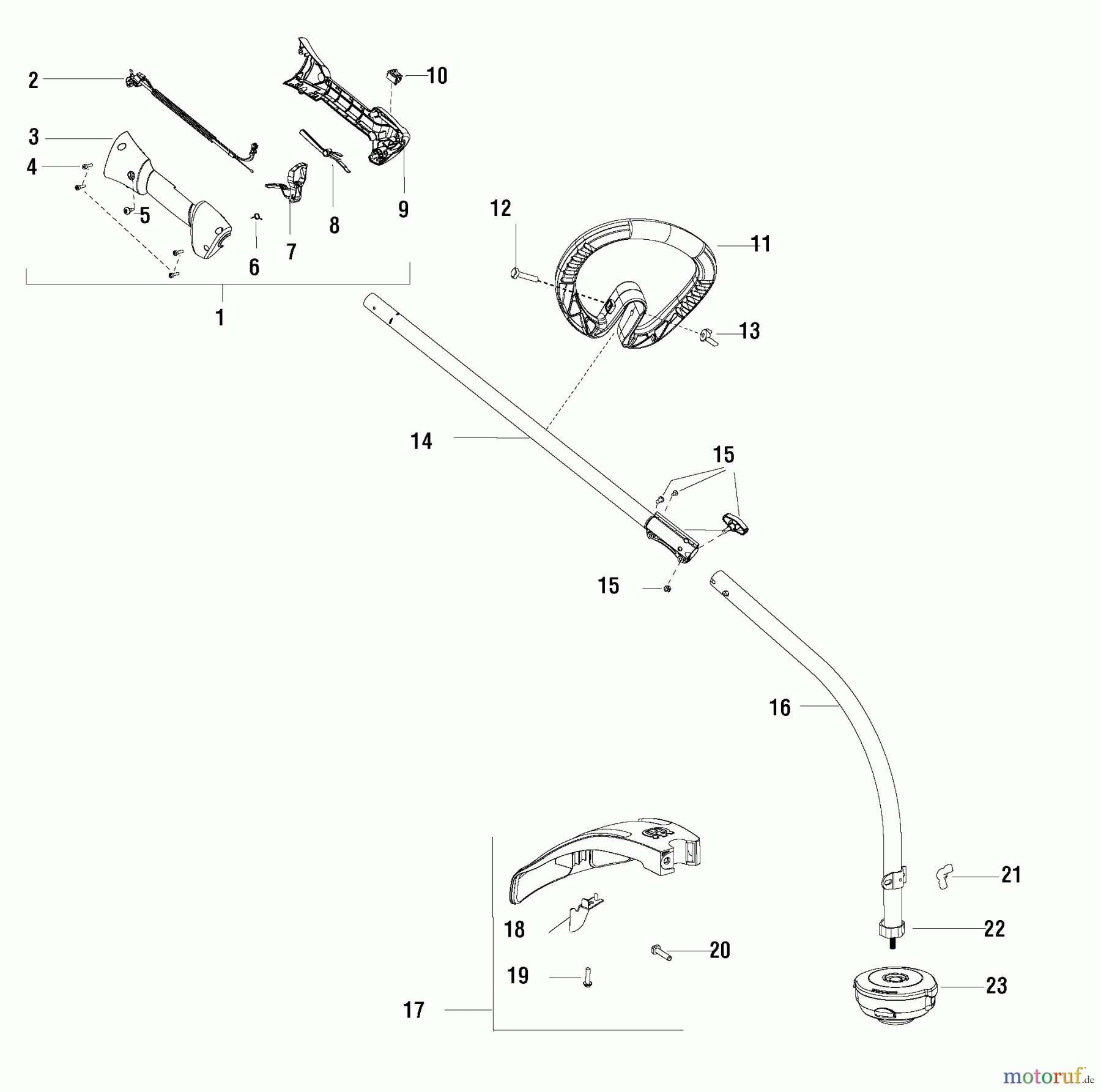  Snapper Trimmer, Motorsensen S28CD (7800957-00) - Snapper 28cc Curved Shaft Trimmer Shaft Group