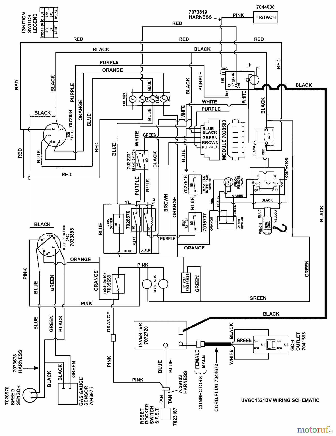 Snapper Utility Vehicles UVGT1621BV (7085903) - Snapper Trail Cruiser Utility Vehicle, 16 HP, Series 1 WIRING SCHEMATIC- UVGT (UVGC) Model