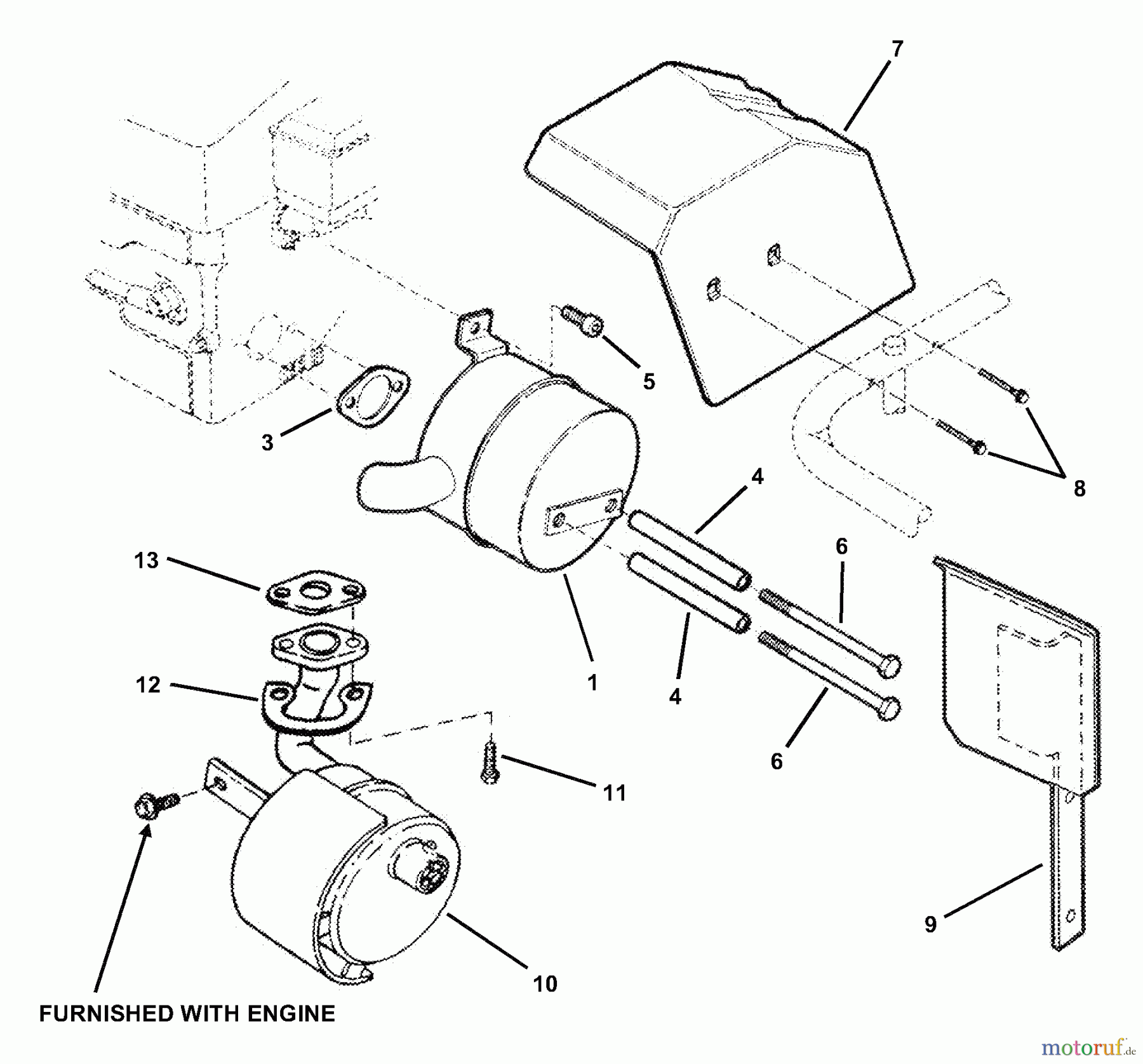 Snapper Zubehör 7060858 - Snapper Muffler Kit, 12 & 16HP (Tecumseh) Tecumseh 12 & 16HP