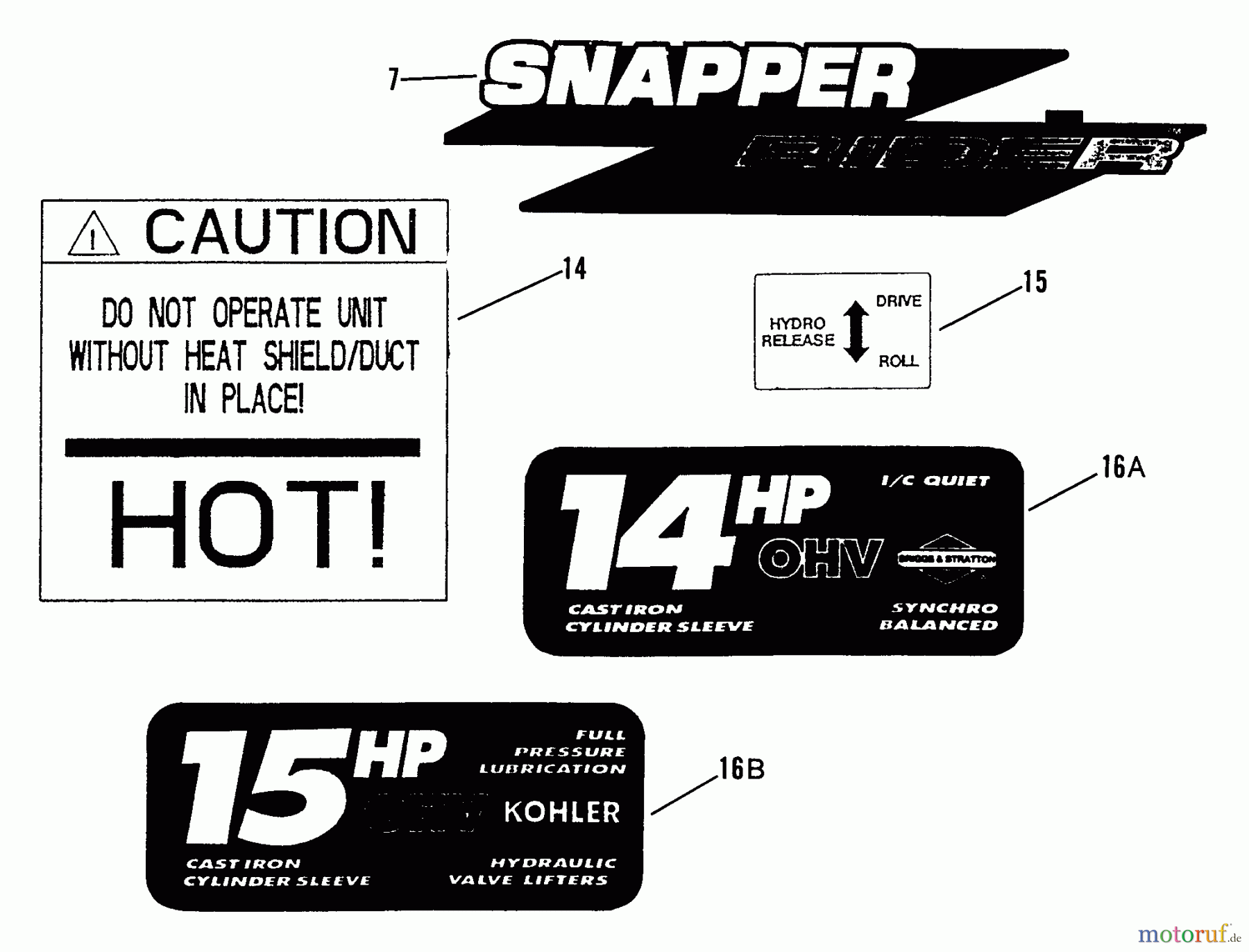 Snapper Zubehör. Rasenmäher 7060947 - Snapper Bag N-Wagon, 30 Bushel HZS14330BVE 33