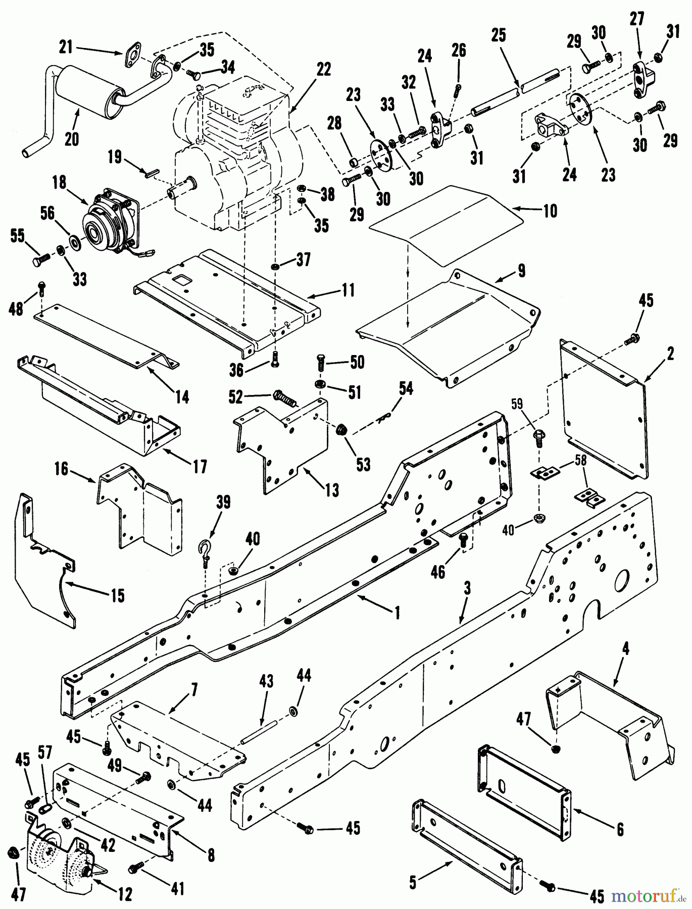  Snapper Rasen- und Gartentraktoren LT11001 - Snapper 11 HP Lawn Tractor, Disc Drive, Series 1 Frame, Engine & Drive Parts