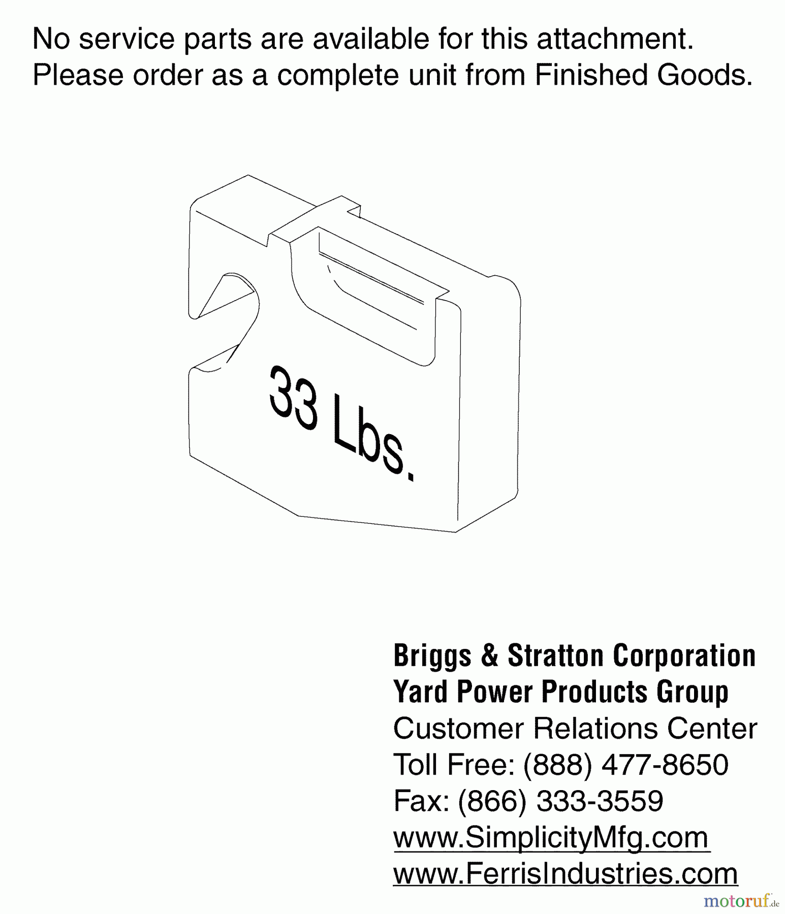 Snapper Zubehör 1691319 - Snapper Suitcase Weight, 33Lbs Suitcase Weight