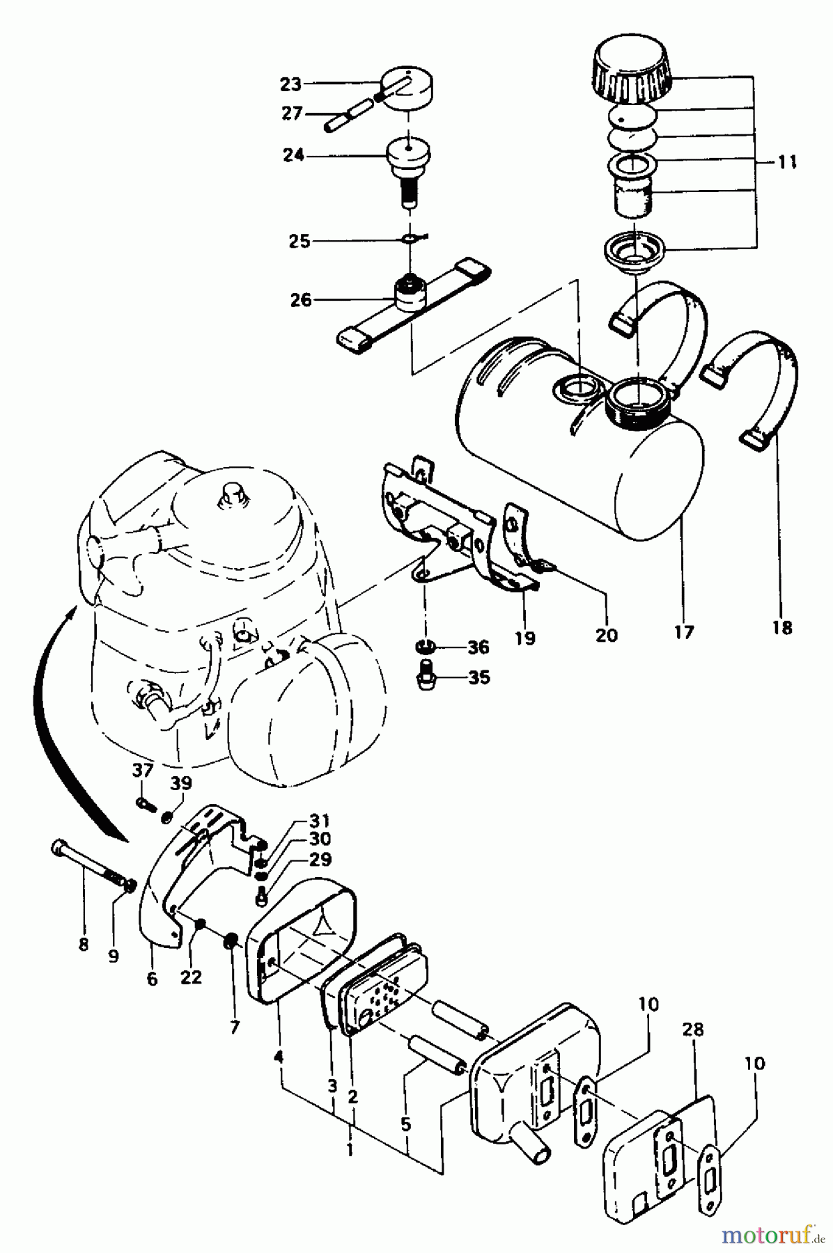 Tanaka Heckenscheeren THT-232 - Tanaka Hedge Trimmer Fuel Tank & Muffler
