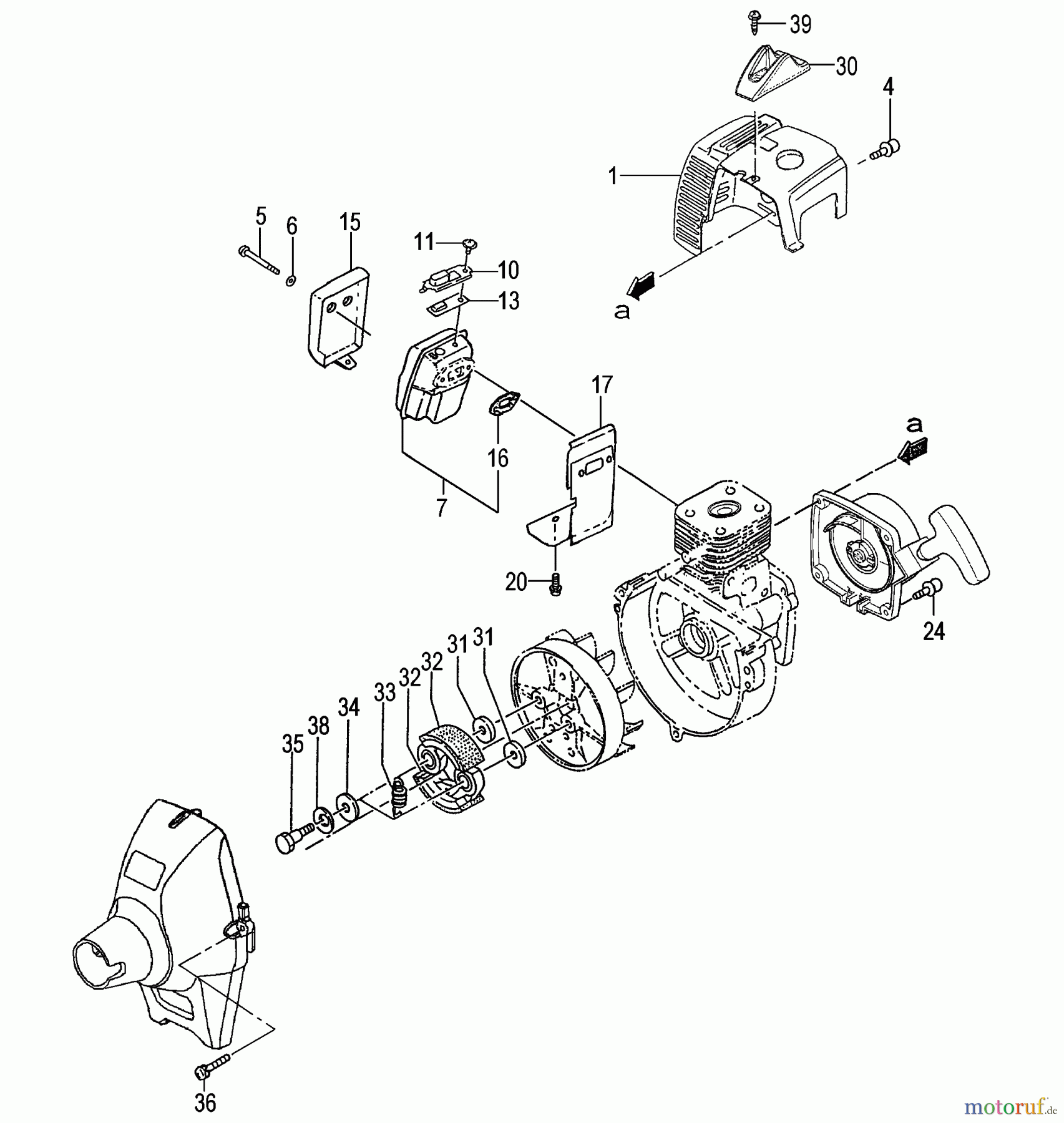 Tanaka Heckenscheeren TPH-250PF - Tanaka Articulating Pole Hedge Trimmer Clutch, Muffler, Engine Cover