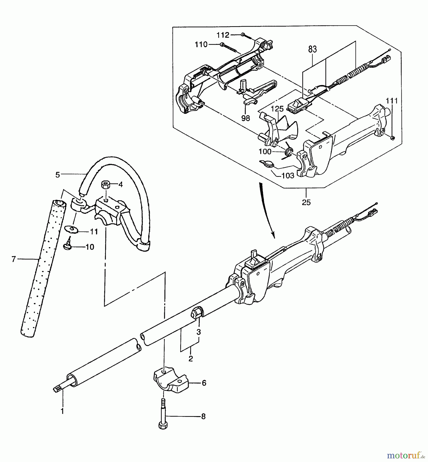  Tanaka Heckenscheeren TPH-250PF - Tanaka Articulating Pole Hedge Trimmer Handle, Shaft & Throttle