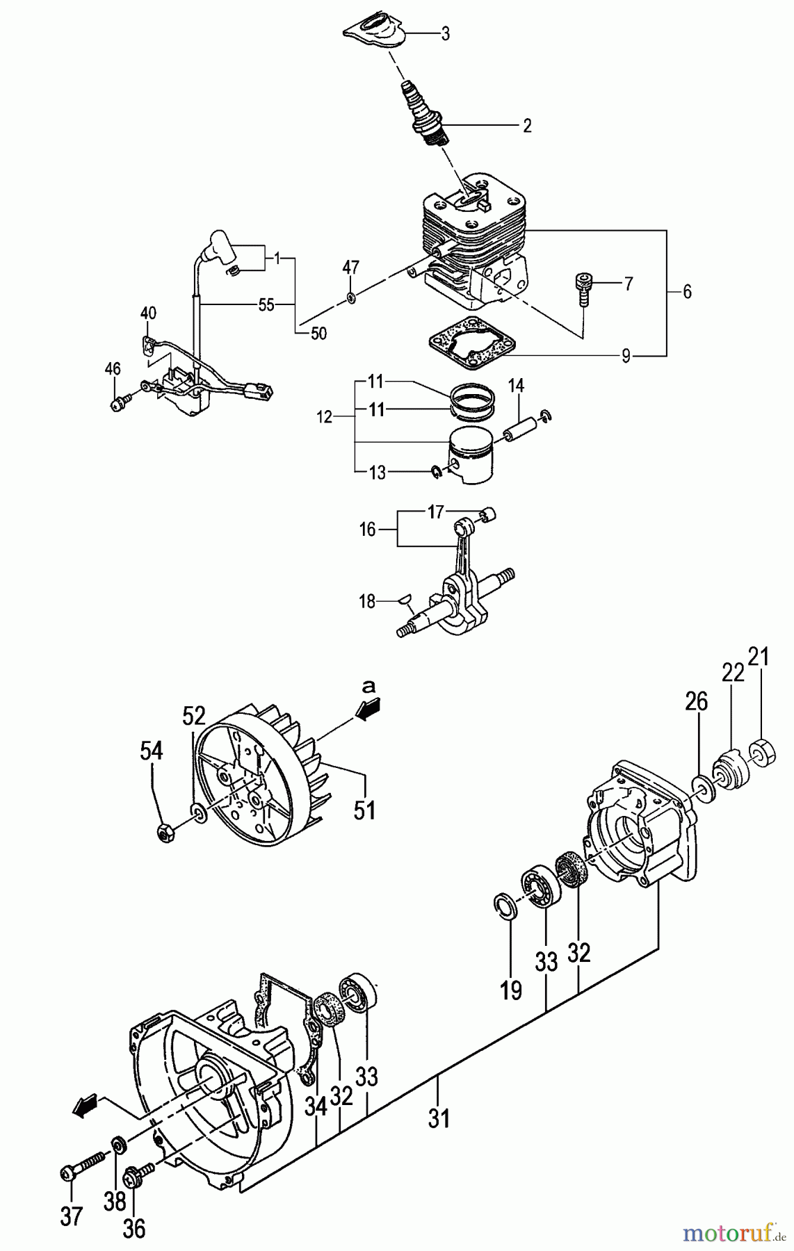  Tanaka Heckenscheeren TPH-270PF - Tanaka Articulating Pole Hedge Trimmer Engine / Cylinder, Piston, Crankcase, Ignition