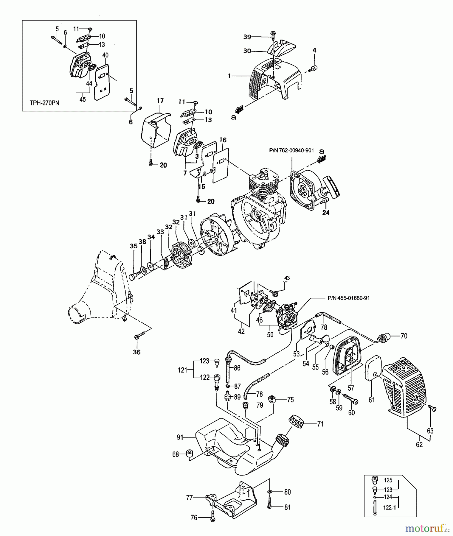  Tanaka Heckenscheeren TPH-270PN - Tanaka Articulating Pole Hedge Trimmer Fuel Tank, Fuel System, Air Cleaner, Muffler