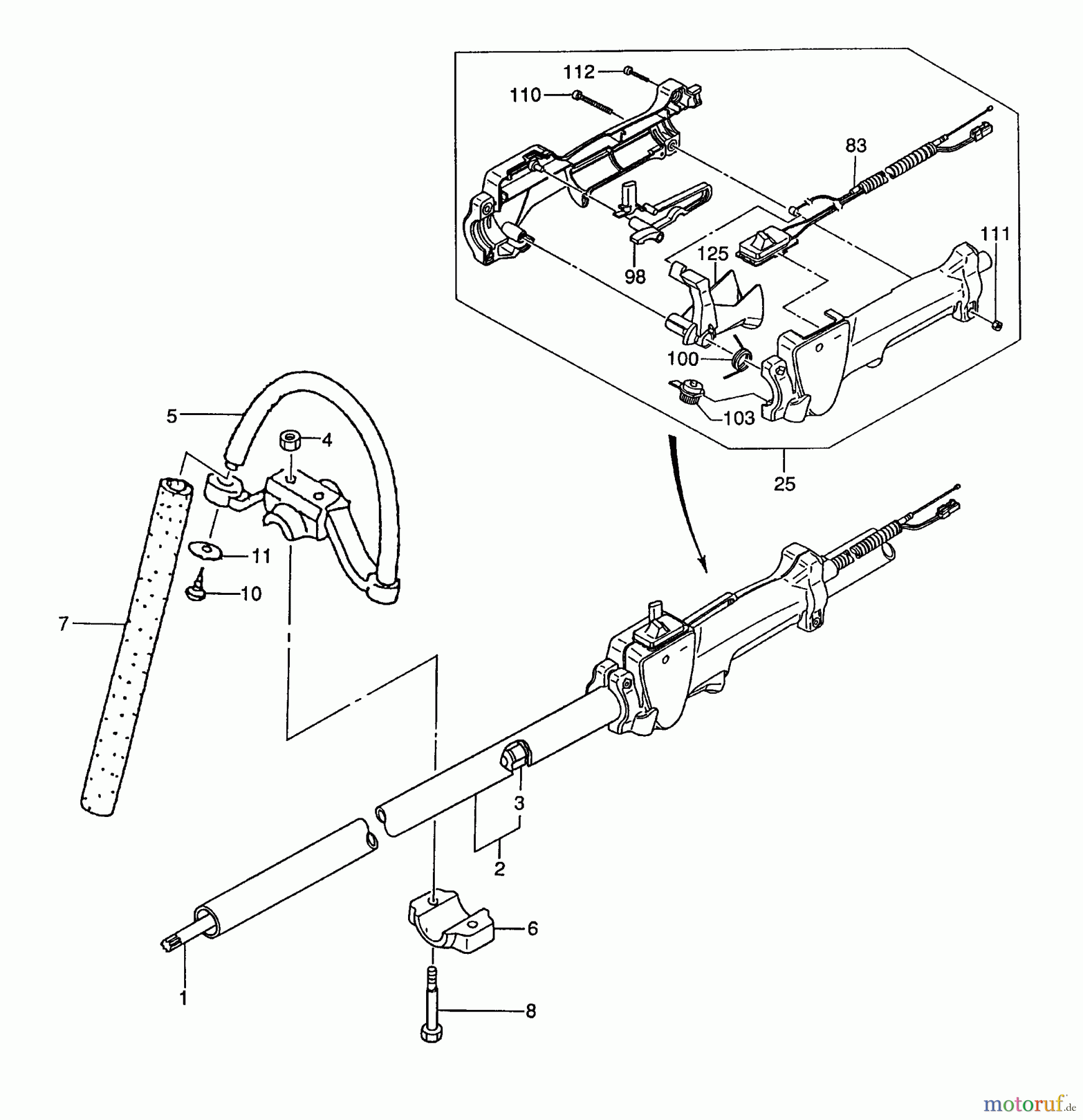 Tanaka Heckenscheeren TPH-270PN - Tanaka Articulating Pole Hedge Trimmer Throttle Lever, Handle, Drive Shaft