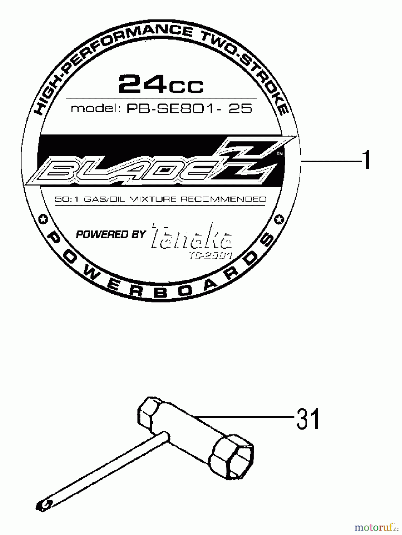  Tanaka Sonstiges Moby - Tanaka X 25cc PowerBoard Decal & Tool