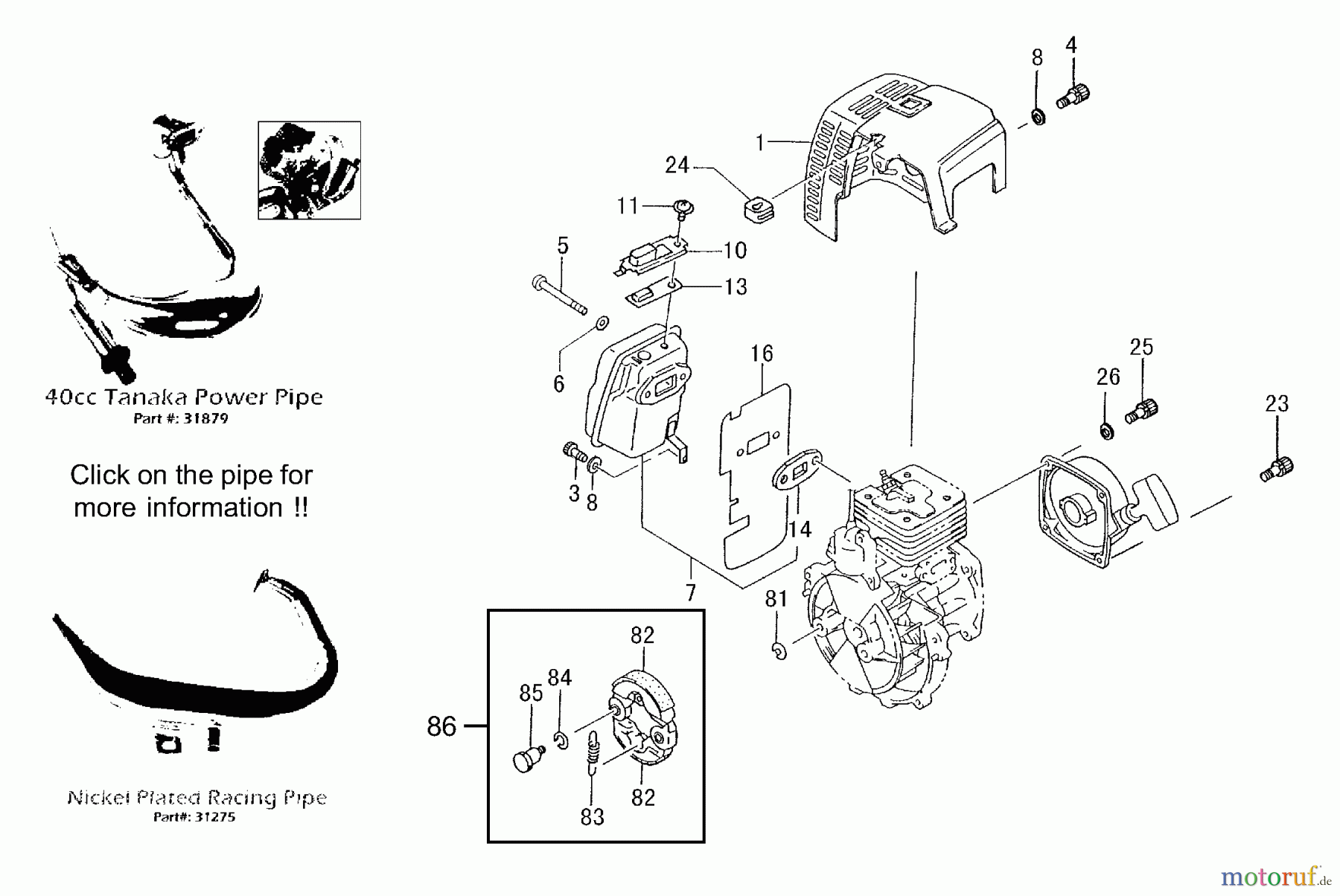  Tanaka Sonstiges PB-SE803 - Tanaka Moby-XL 40cc PowerBoard Muffler, Muffler Cover