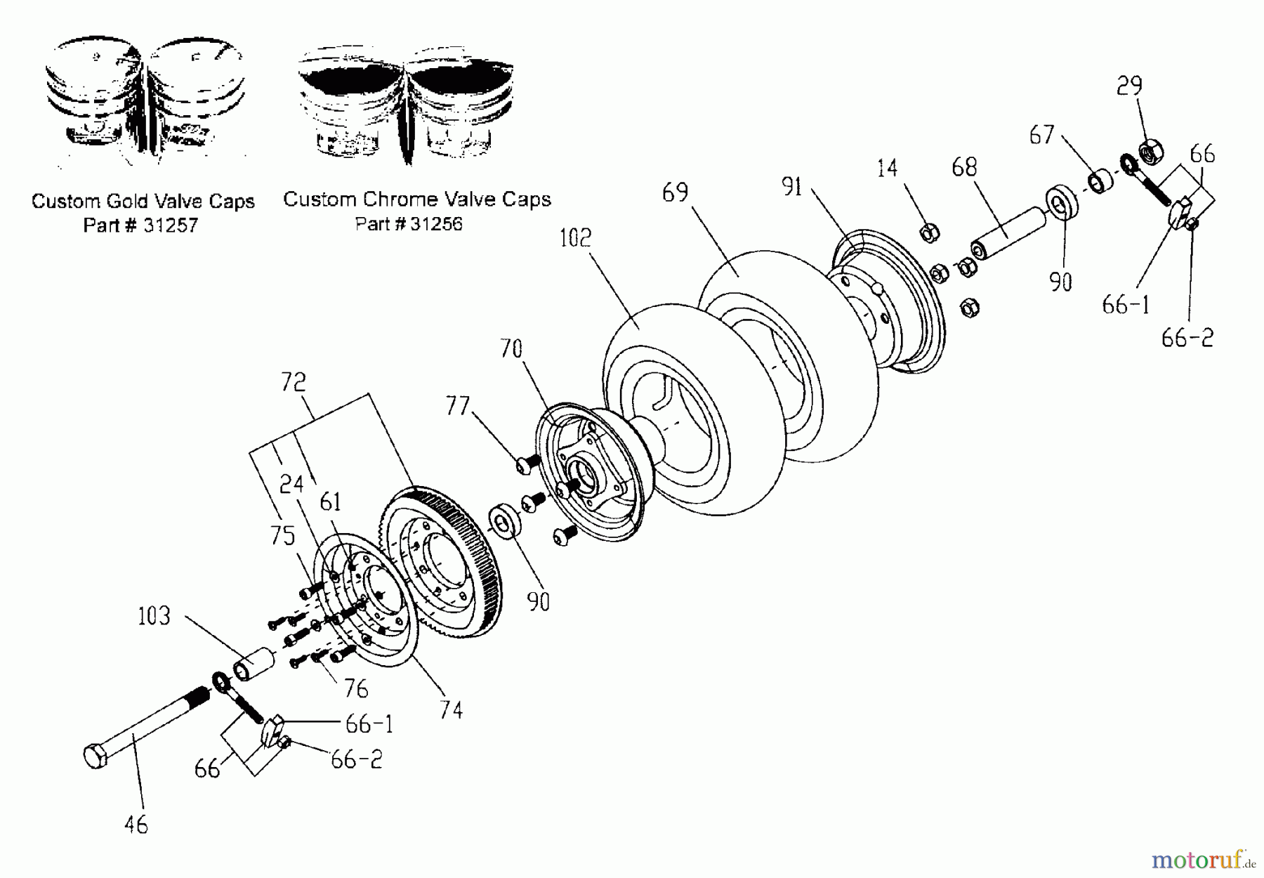 Tanaka Sonstiges PB-SE803 - Tanaka Moby-XL 40cc PowerBoard Rear Wheel & Rear Drive Pulley