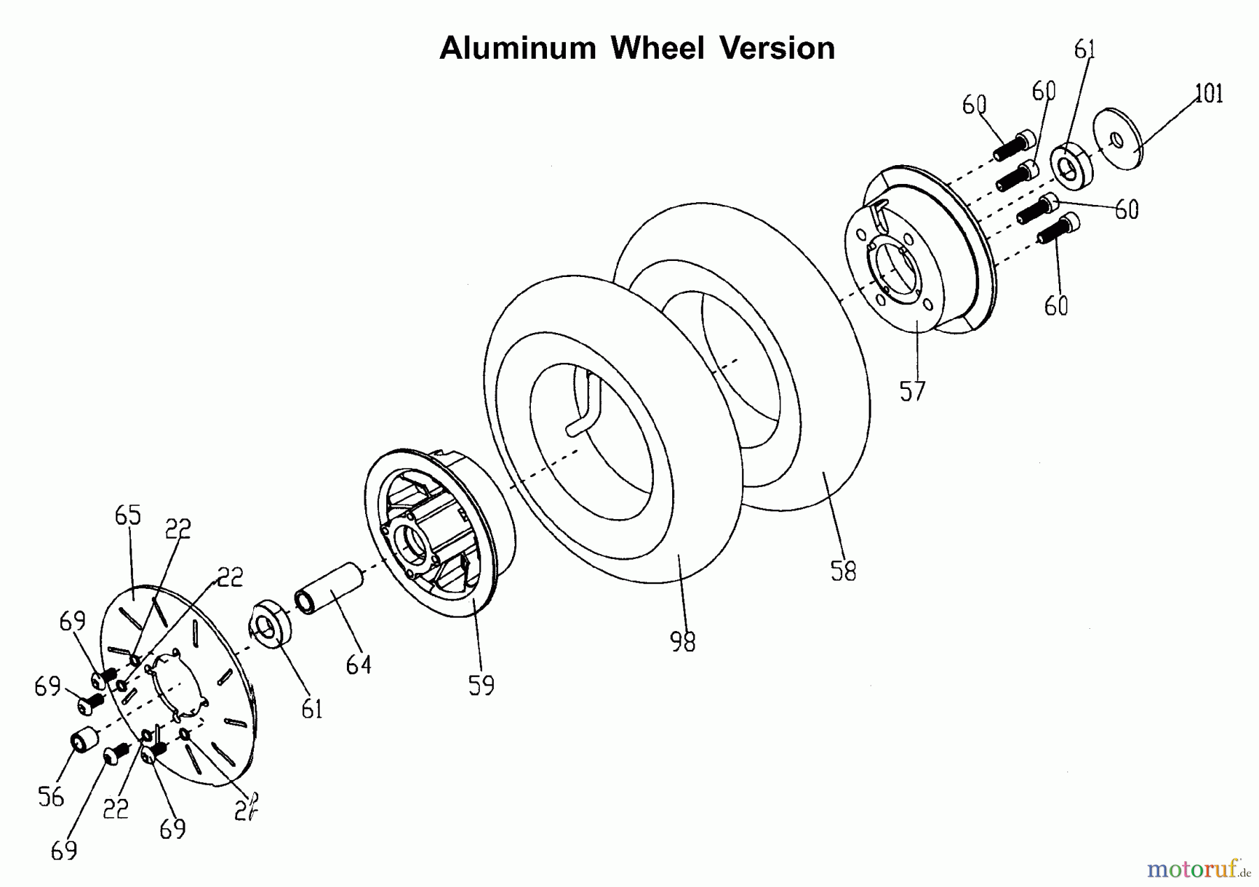 Tanaka Sonstiges PB-SM804 - Tanaka 450 Watt Electric PowerBoard Front Wheel & Brake Disc (Aluminum Wheel Version)