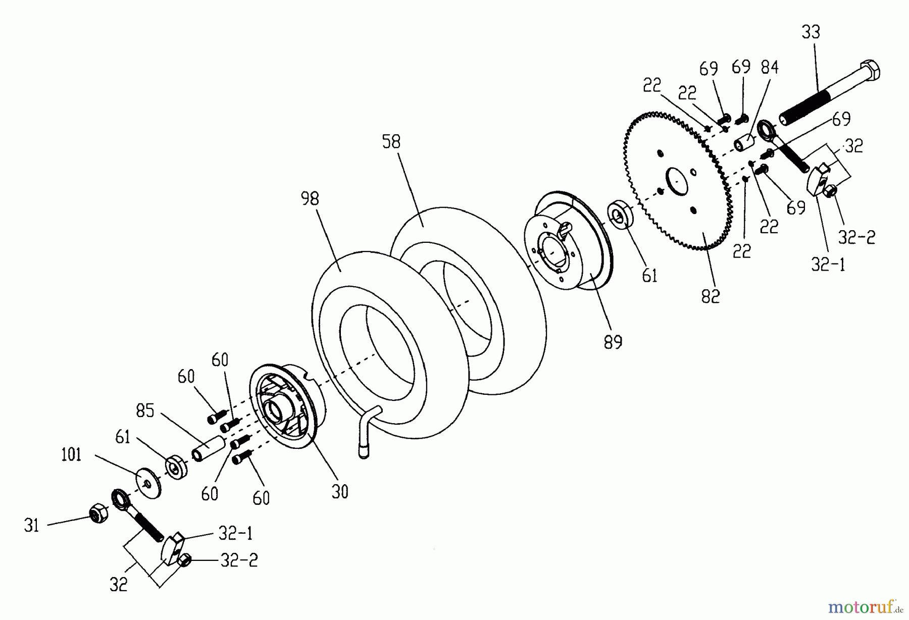 Tanaka Sonstiges TPB-450EX - Tanaka 450 Watt Electric PowerBoard Rear Wheel, Sprocket & Adjusters