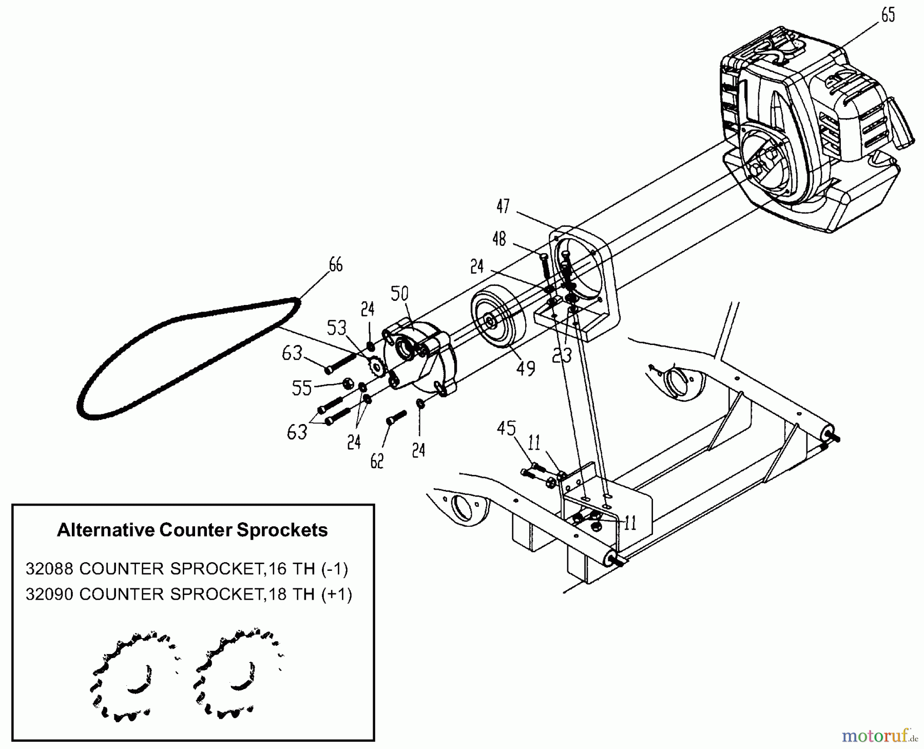 Tanaka Sonstiges TPK-470GS - Tanaka 47cc Paveracer Kart Gear Box, Clutch Drum & Chain