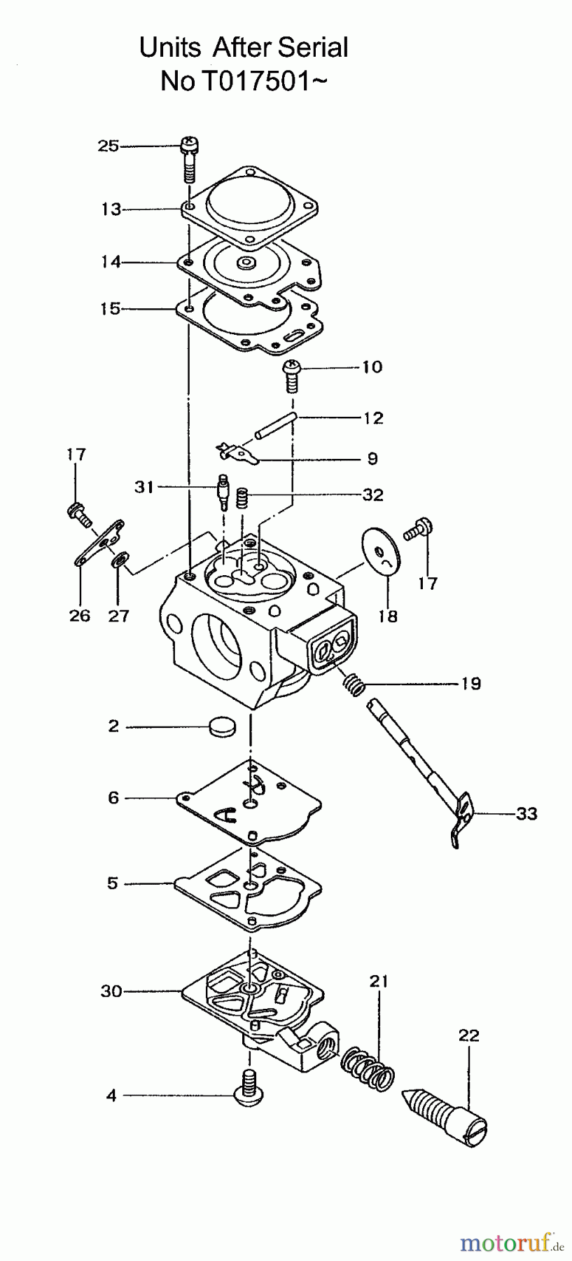Tanaka Motorsägen ECS-3301B - Tanaka Chainsaw Carburetor (T017501~)