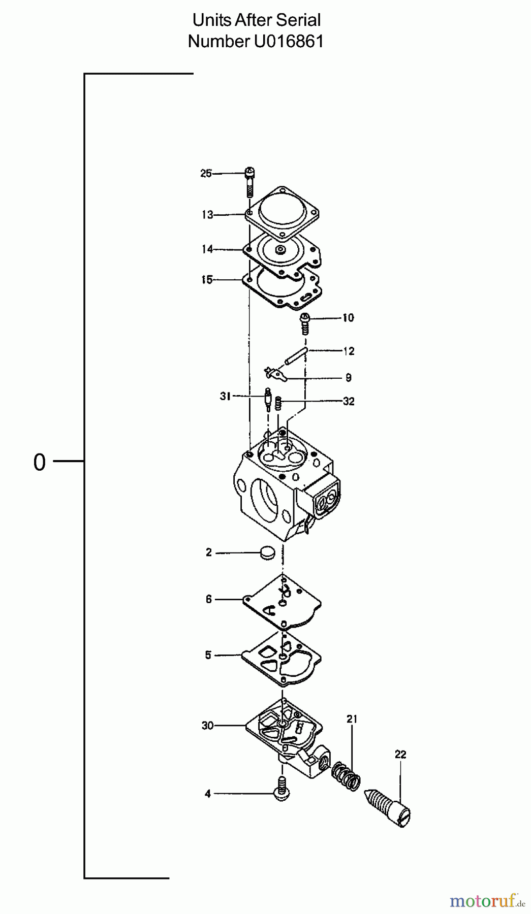 Tanaka Motorsägen ECS-3351 - Tanaka Chainsaw Carburetor Units After Serial Number U016861