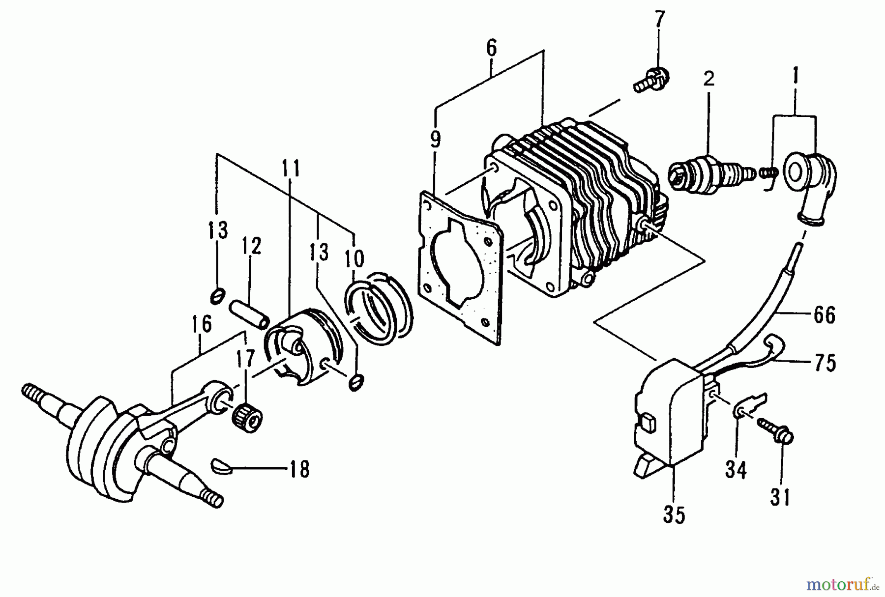Tanaka Motorsägen ECS-3351 - Tanaka Chainsaw Cylinder, Piston, Crankshaft & Ignition