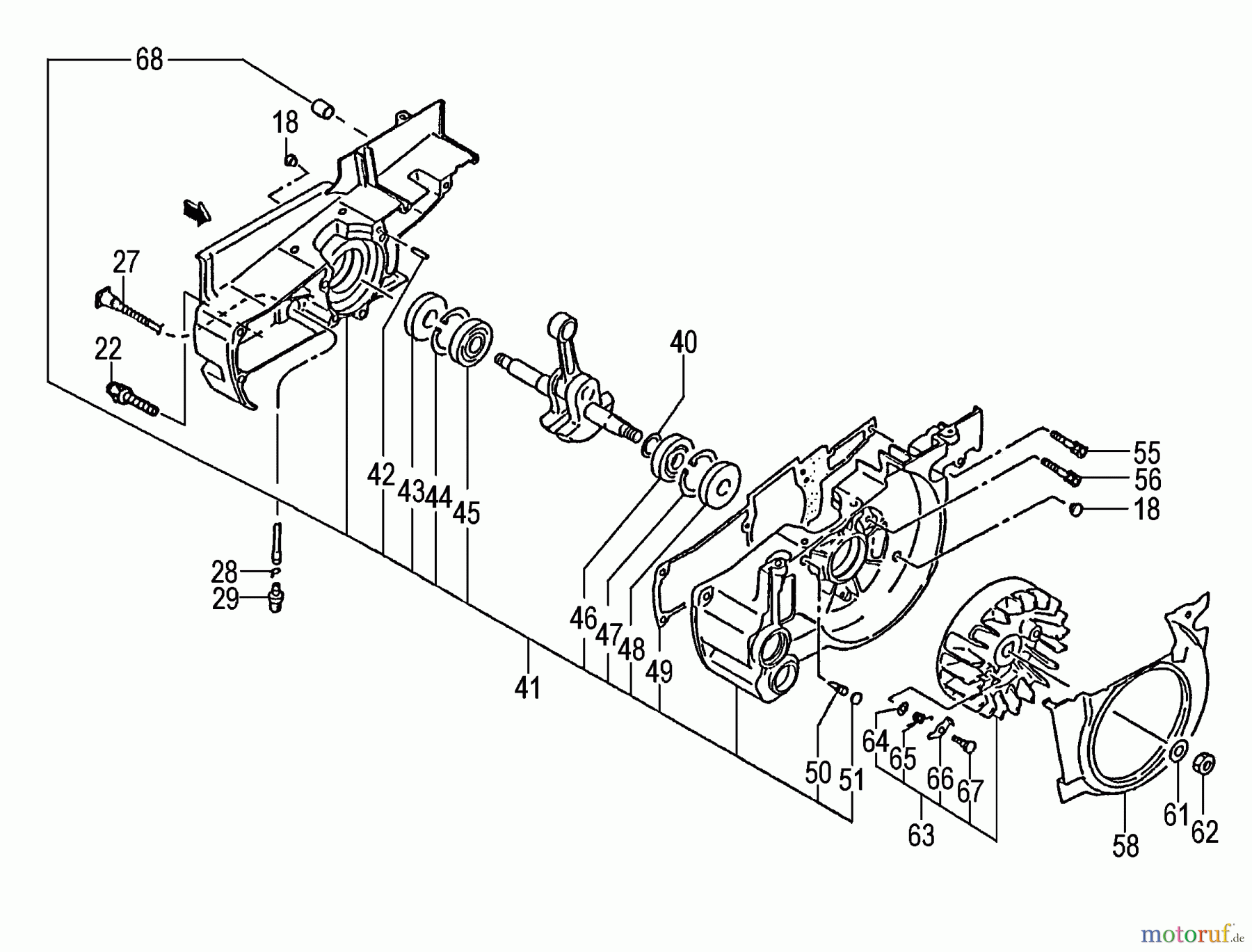 Tanaka Motorsägen ECV-4501 - Tanaka Chainsaw Crankcase, Flywheel