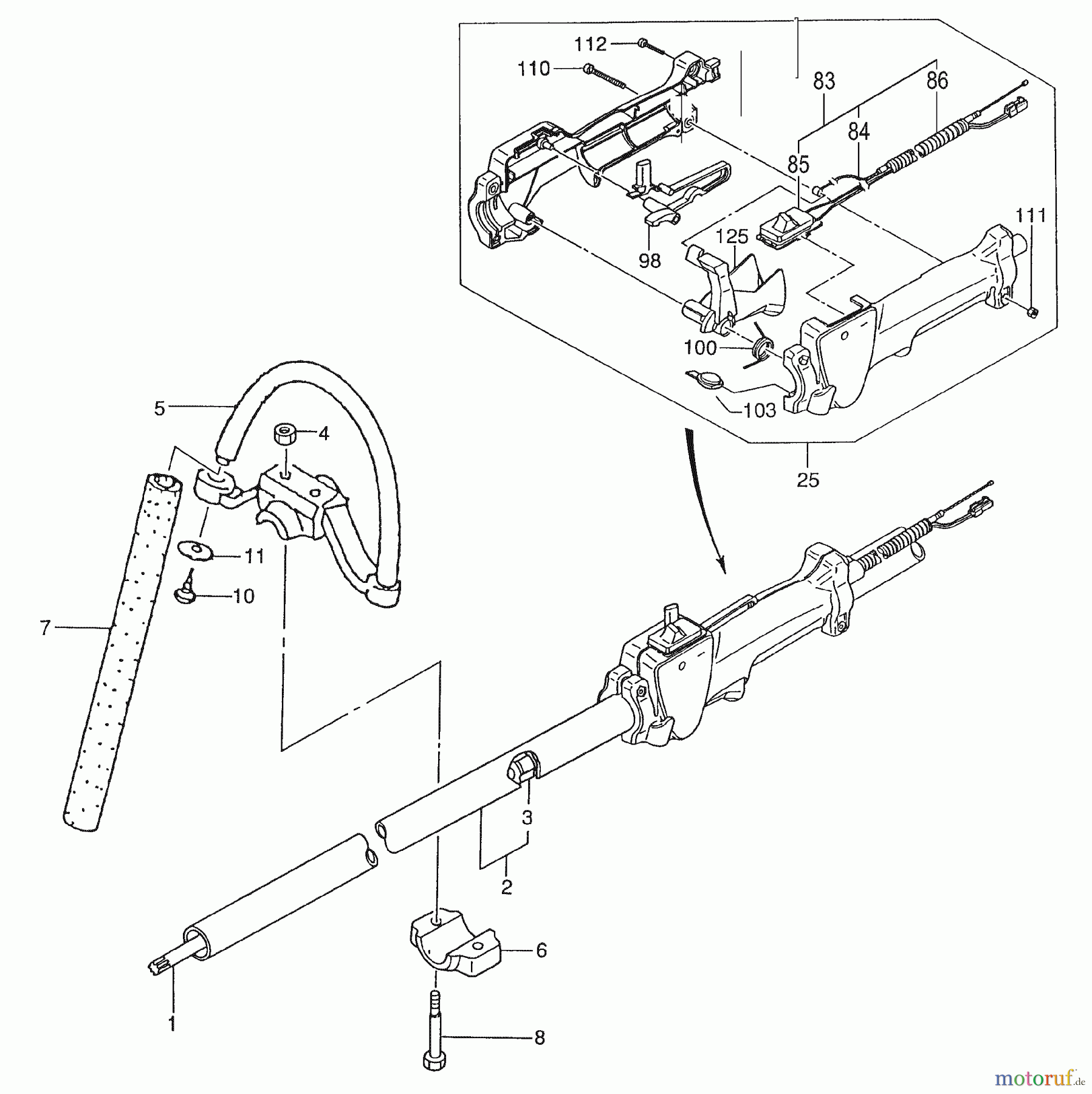 Tanaka Hochentaster TPS-2501 - Tanaka Extended Reach Pole Saw Handle, Throttle Lever, Shaft