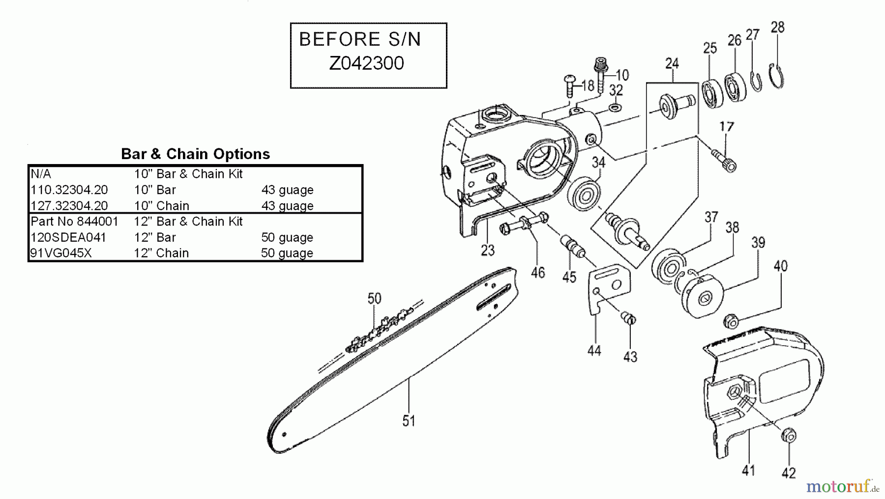 Tanaka Hochentaster TPS-250PN - Tanaka Extended Reach Pole Saw Side Cover, Sprocket, Bar & Chain Before S/N Z042300