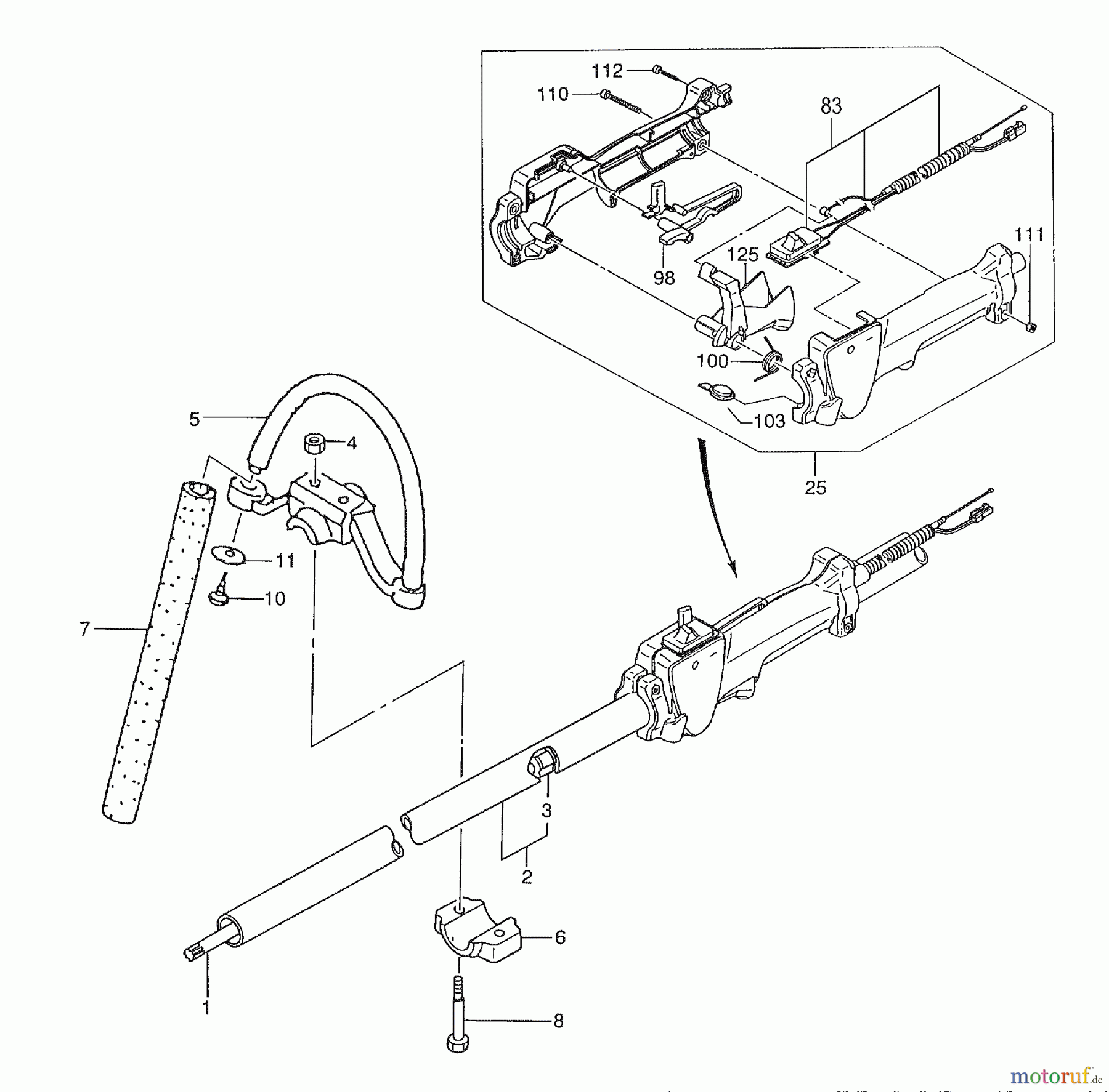 Tanaka Hochentaster TPS-250PN - Tanaka Extended Reach Pole Saw Throttle Lever, Handle, Drive Shaft