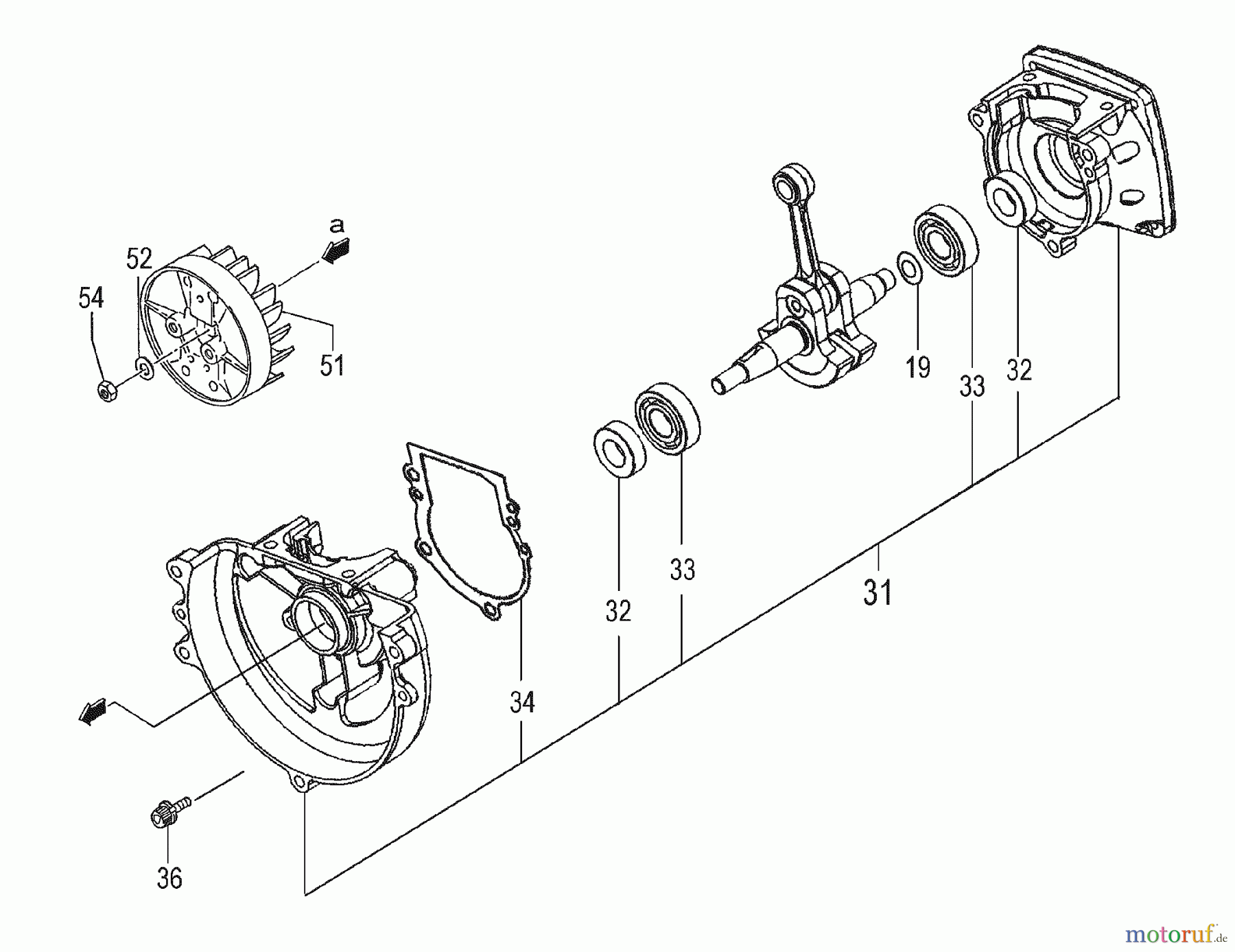  Tanaka Hochentaster TPS-260PF - Tanaka Extended Reach Pole Saw Crankcase & Flywheel