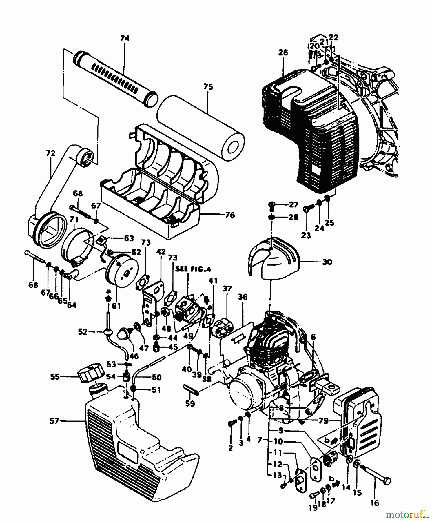 Tanaka Blasgeräte, Sauger, Häcksler, Mulchgeräte TBL-500 - Tanaka Backpack Blower Engine, Muffler, Air Cleaner, Fuel System
