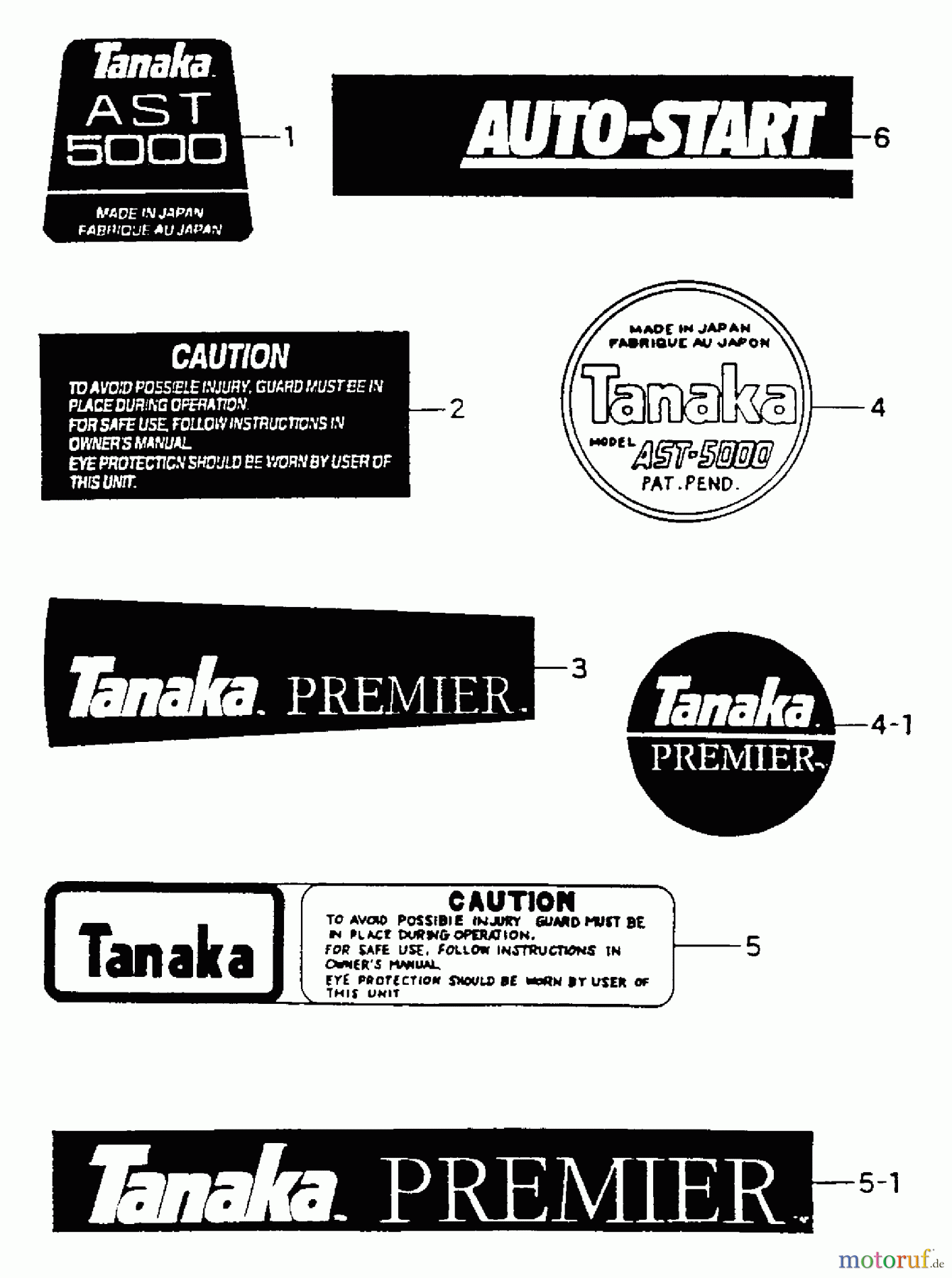 Tanaka Trimmer, Motorsensen AST-5000 - Tanaka AutoStart Trimmer Marks
